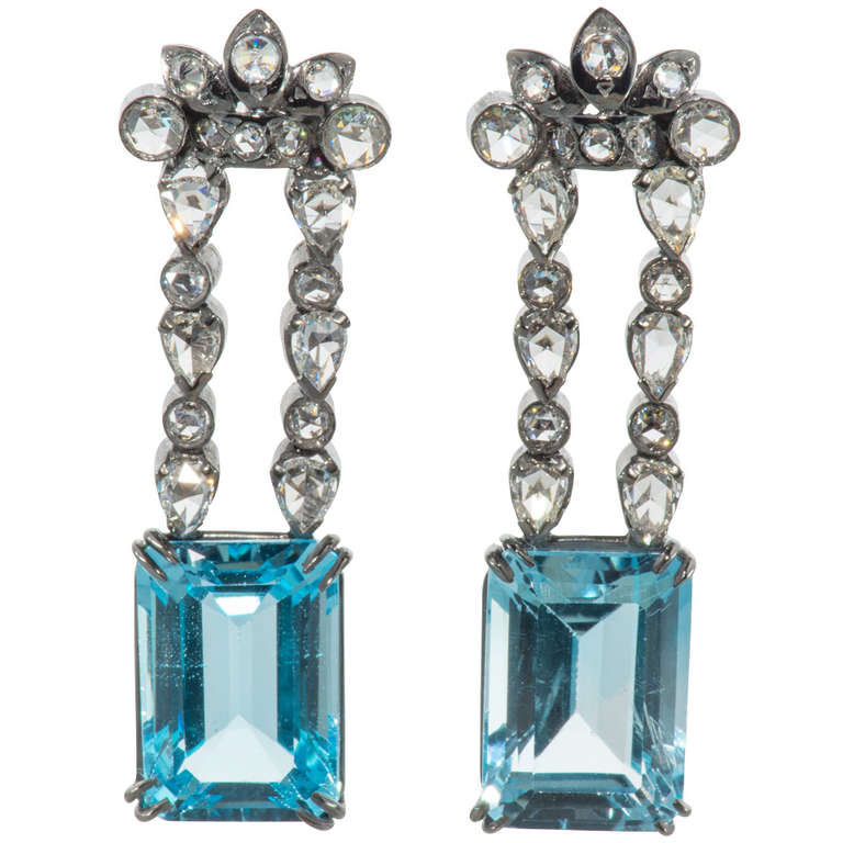 Wayne Smith Blue Topaz Diamond Earrings