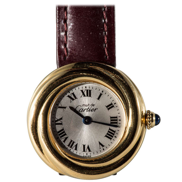 Cartier Lady
s Silver Gilt Vermeil Must de Cartier Trinity Wristwatch