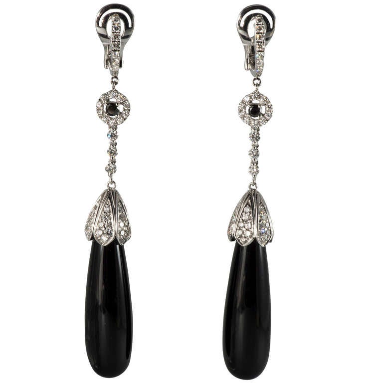 Black Onyx Drop Earrings at 1stdibs