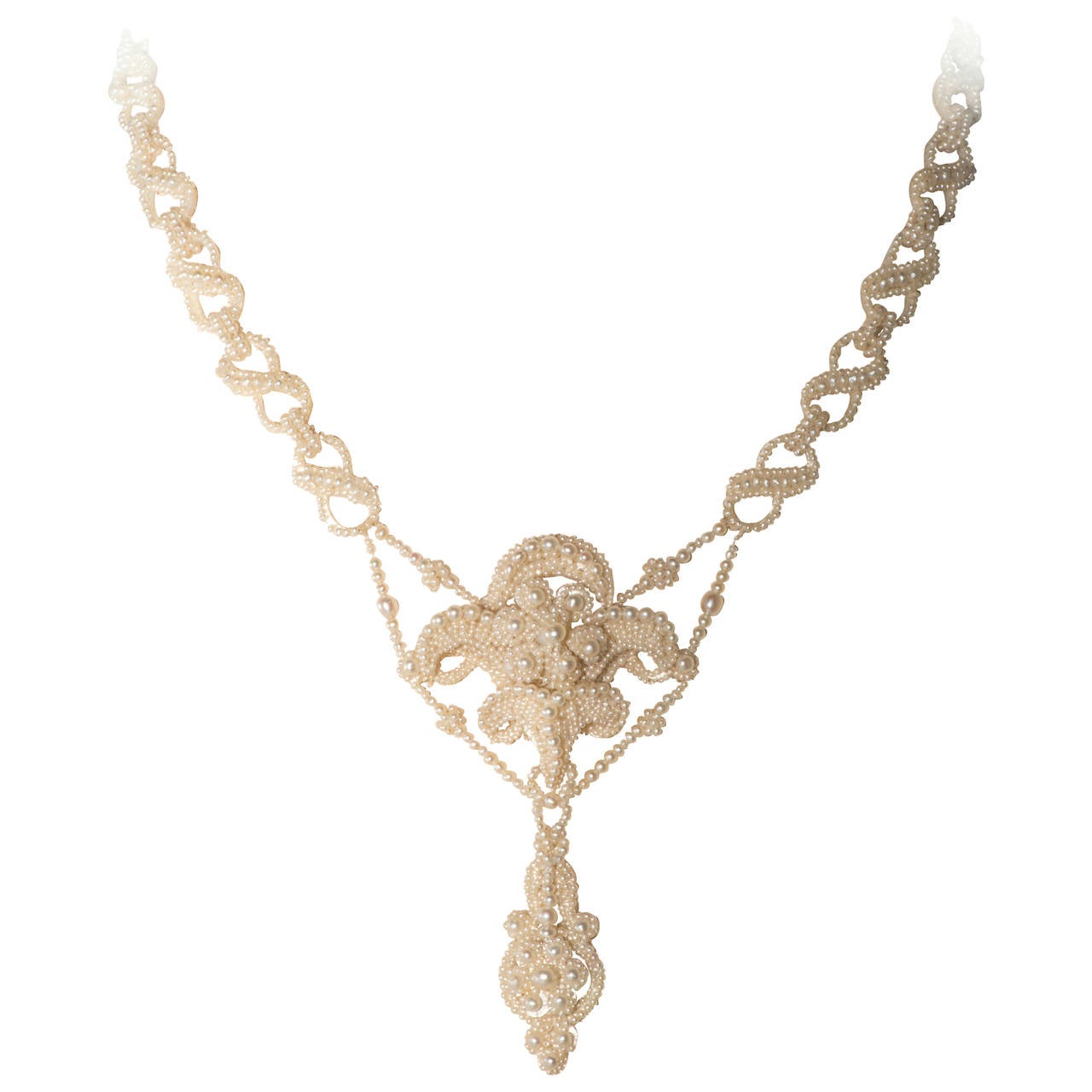 Victorian Natural Seed Pearl Wedding Necklace For Sale