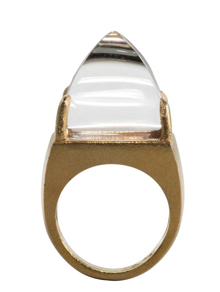 Women's Contemporary Rock Crystal Yellow Gold Ring For Sale