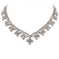 Flower Head Diamond White Gold Necklace