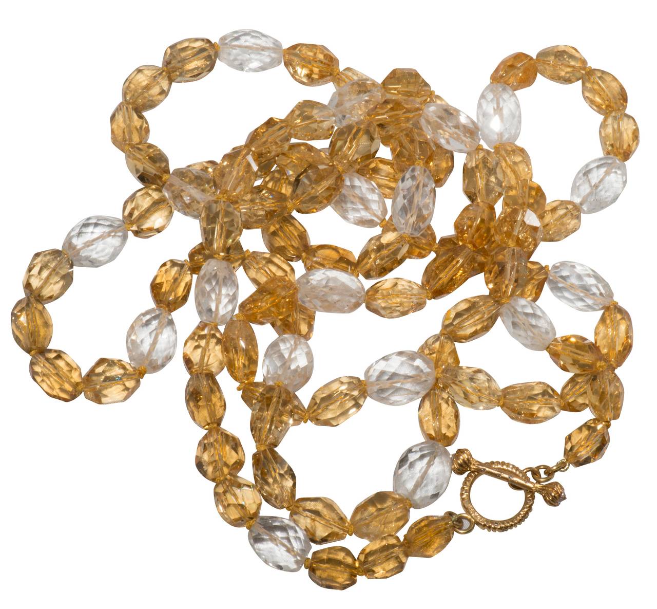 Women's Faceted Citrine Rock Crystal Bead Necklace
