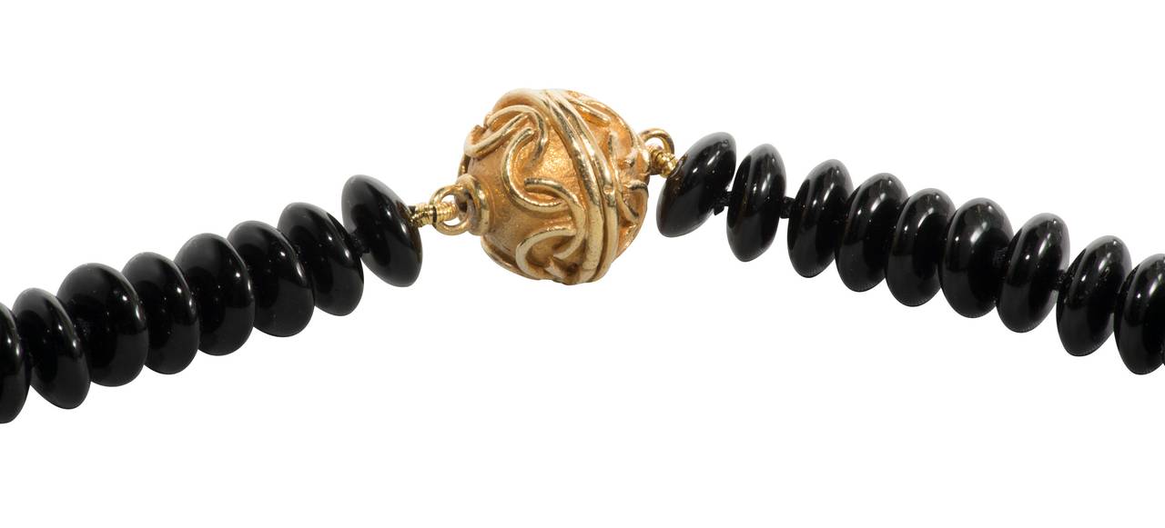 Contemporary Venetian Glass Black Onyx Bead Necklace