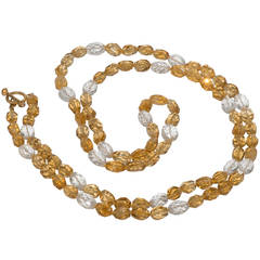 Faceted Citrine Rock Crystal Bead Necklace
