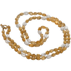 Faceted Citrine Rock Crystal Bead Necklace 12