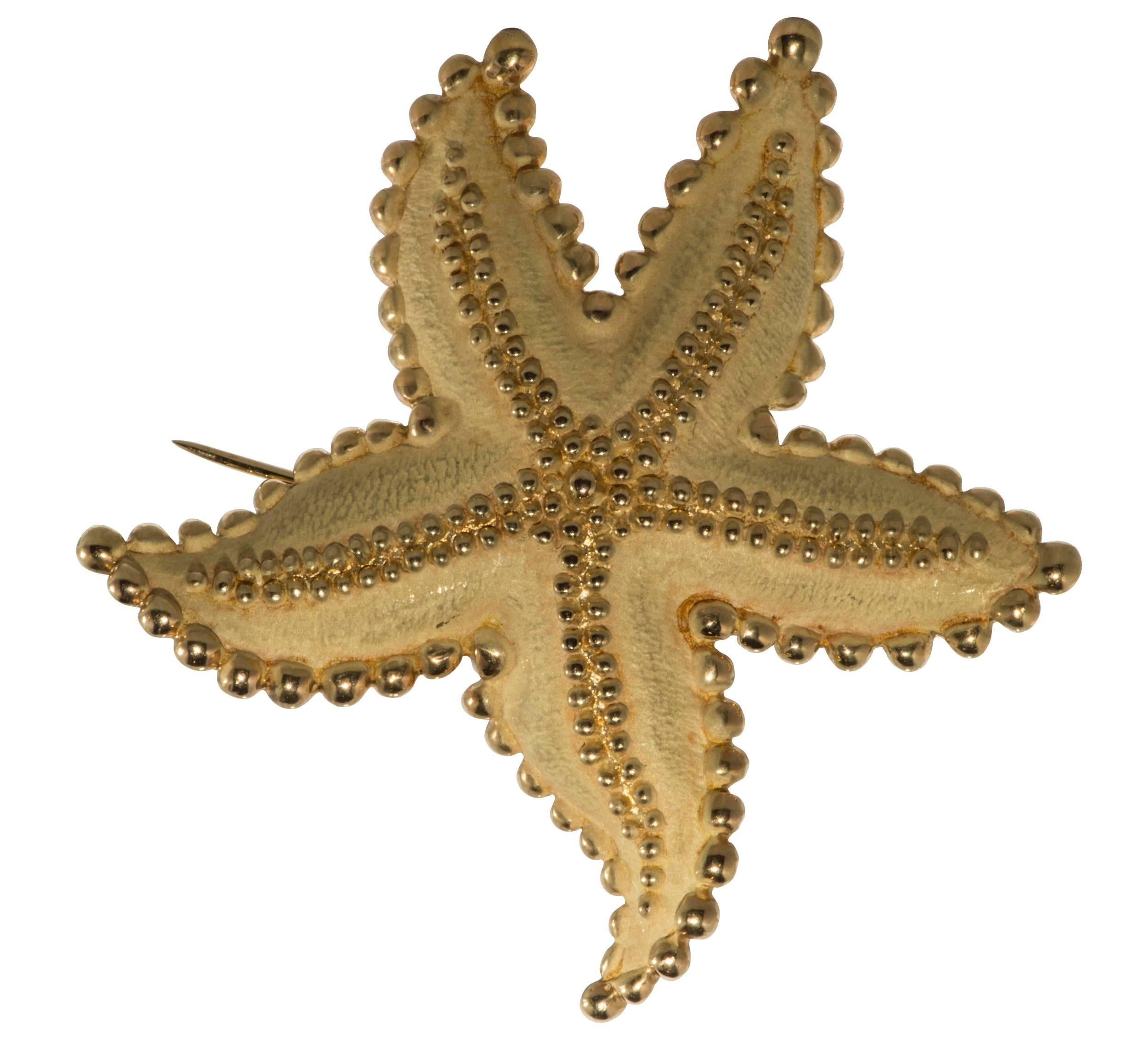 Tiffany & Co. Gold Starfish Brooch In Excellent Condition In Houston, TX