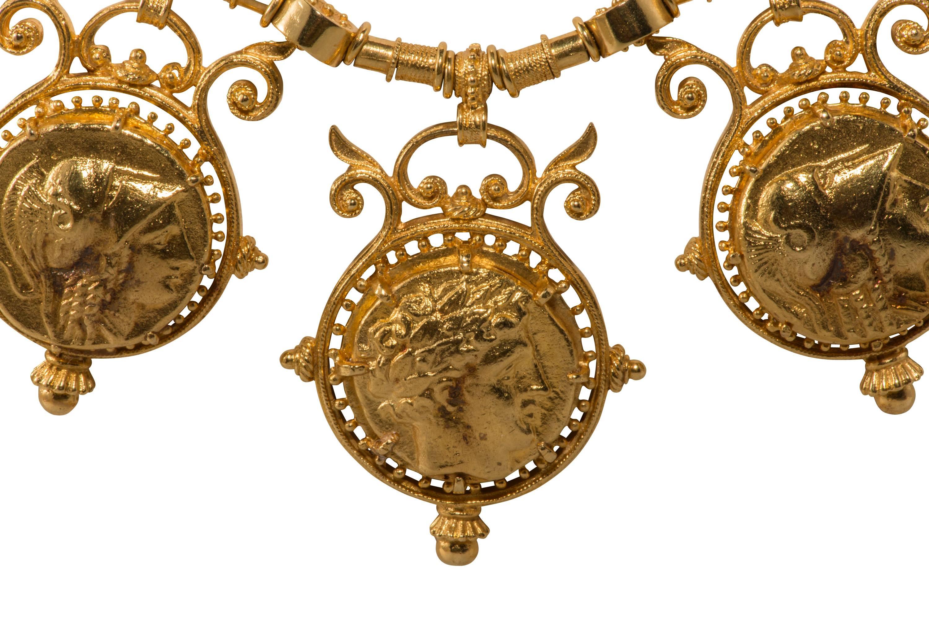 Etruscan Style Coin Necklace and Earrings by Julius Cohen 4