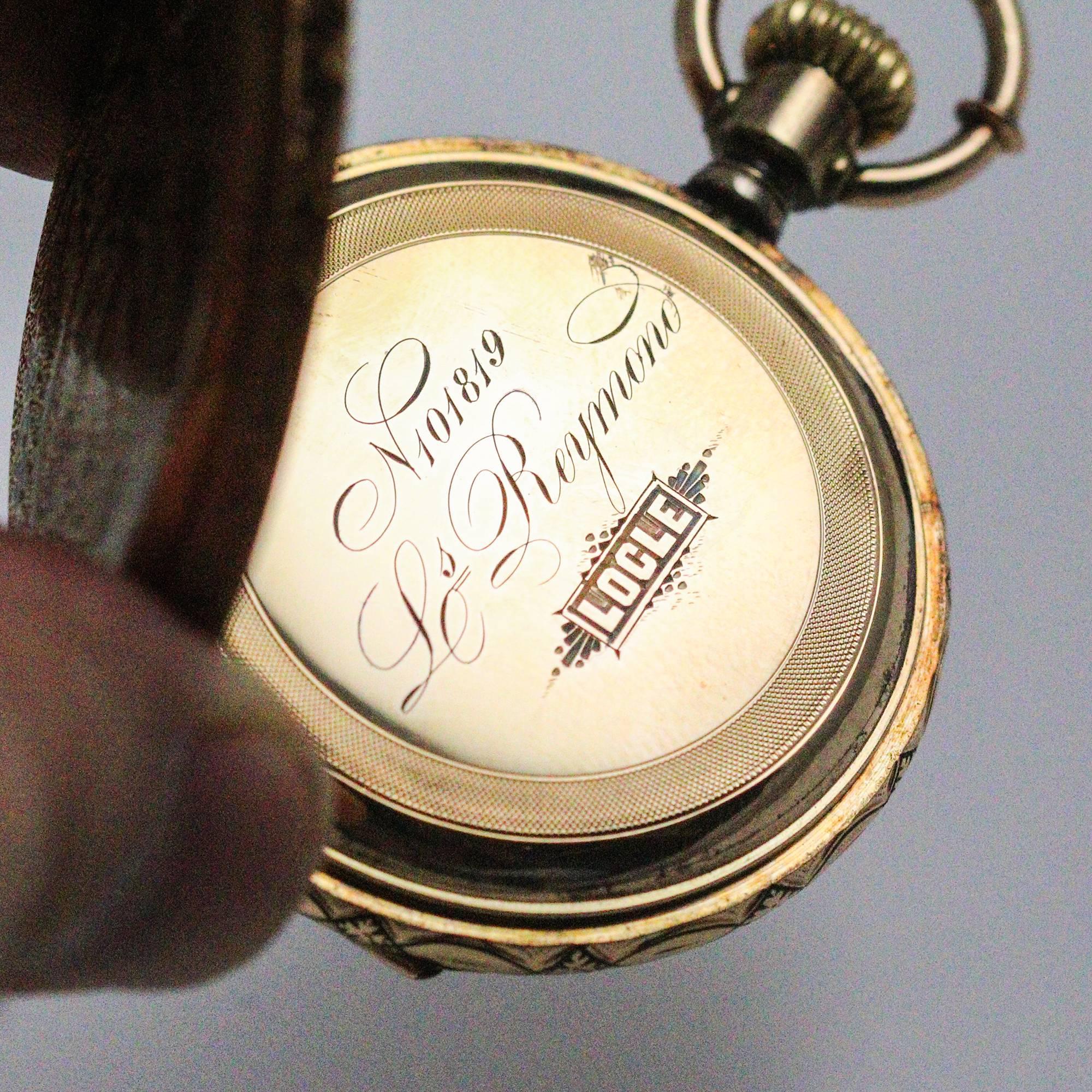 High Victorian Victorian Yellow Gold Black Enamel Louis Reymond Pocket Watch