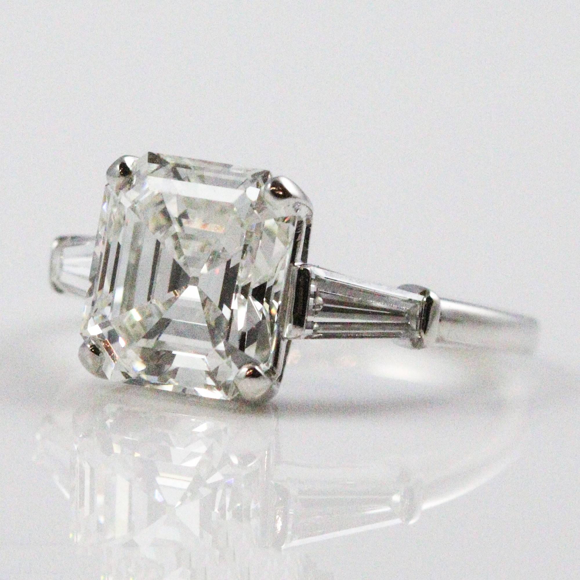 Magnificent 3.87 Carat GIA Certified Emerald Cut Diamond Ring 4