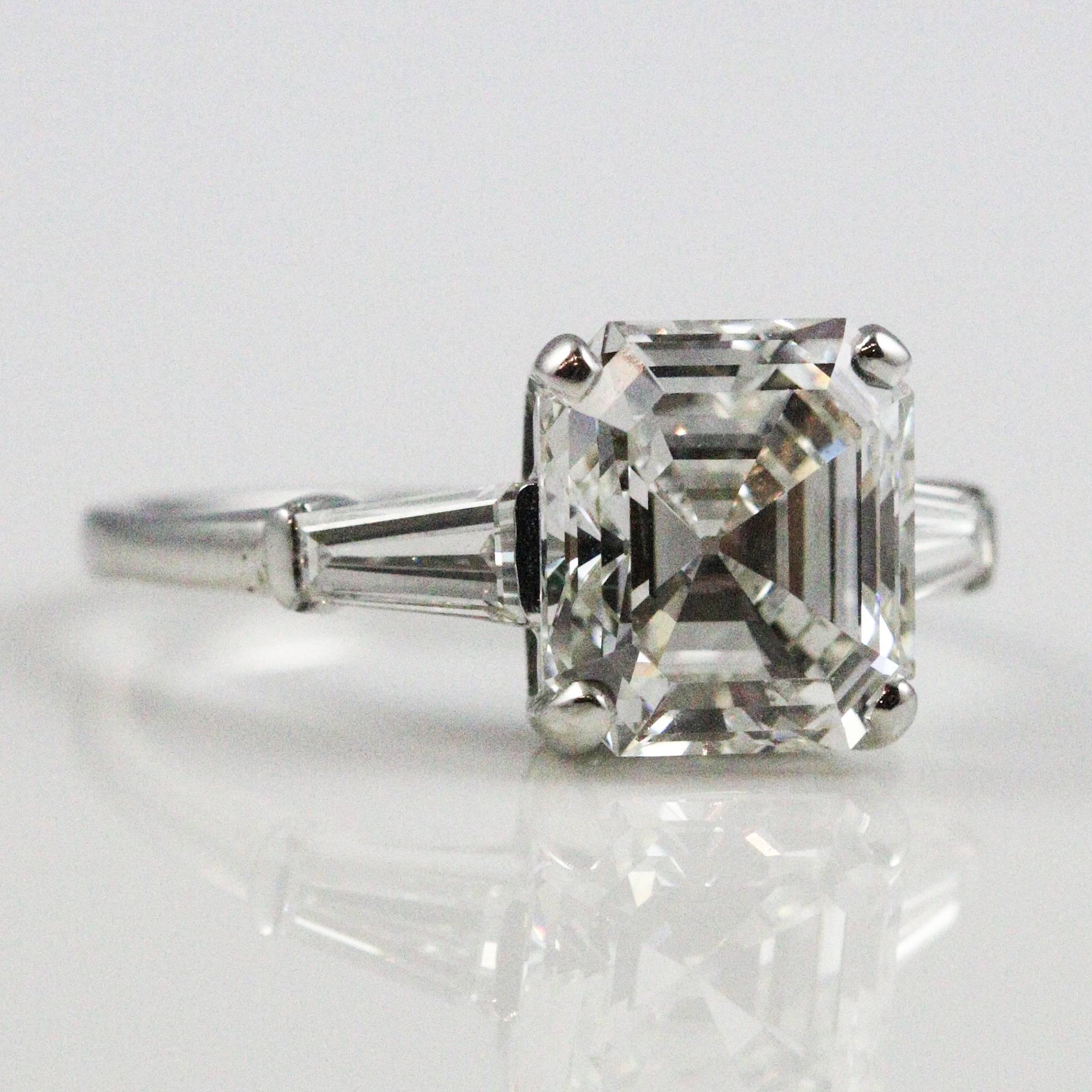 Women's Magnificent 3.87 Carat GIA Certified Emerald Cut Diamond Ring