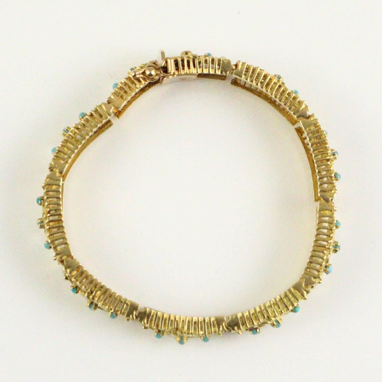 18 Karat Yellow Gold and Persian Turquoise Bracelet at 1stDibs