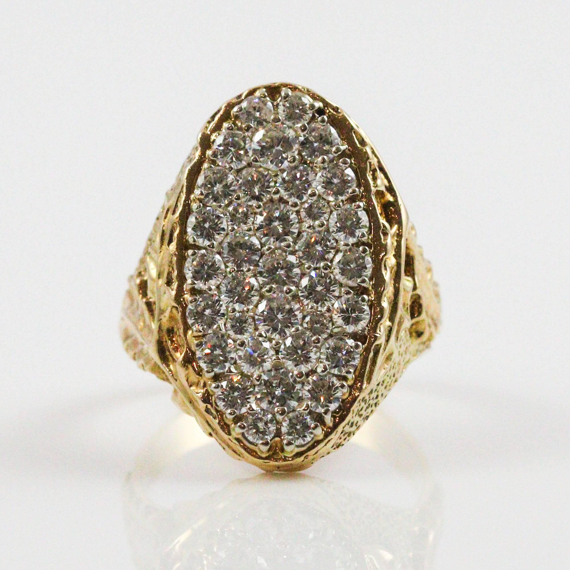 Round Cut Owned by Music Legend Issac Hayes, Modernist 18 Karat Gold and Diamond Ring
