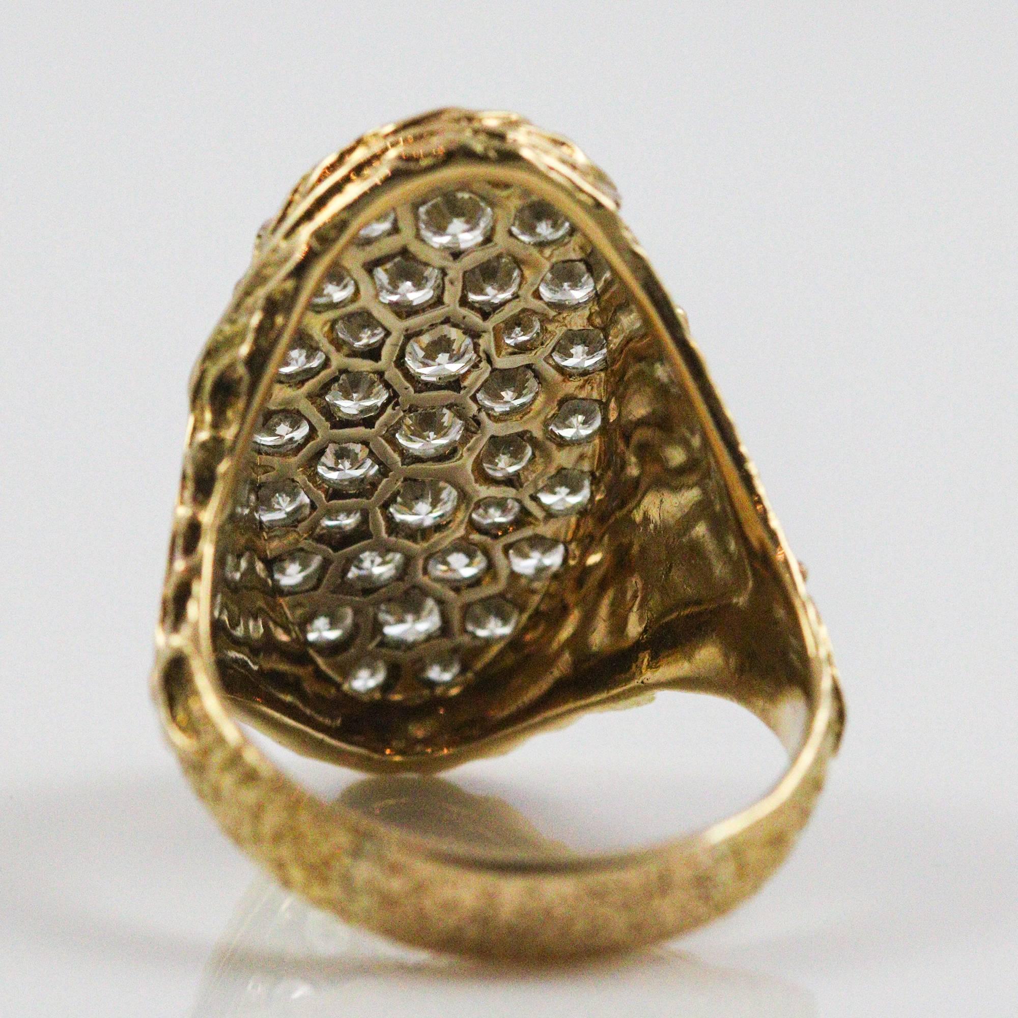 Men's Owned by Music Legend Issac Hayes, Modernist 18 Karat Gold and Diamond Ring
