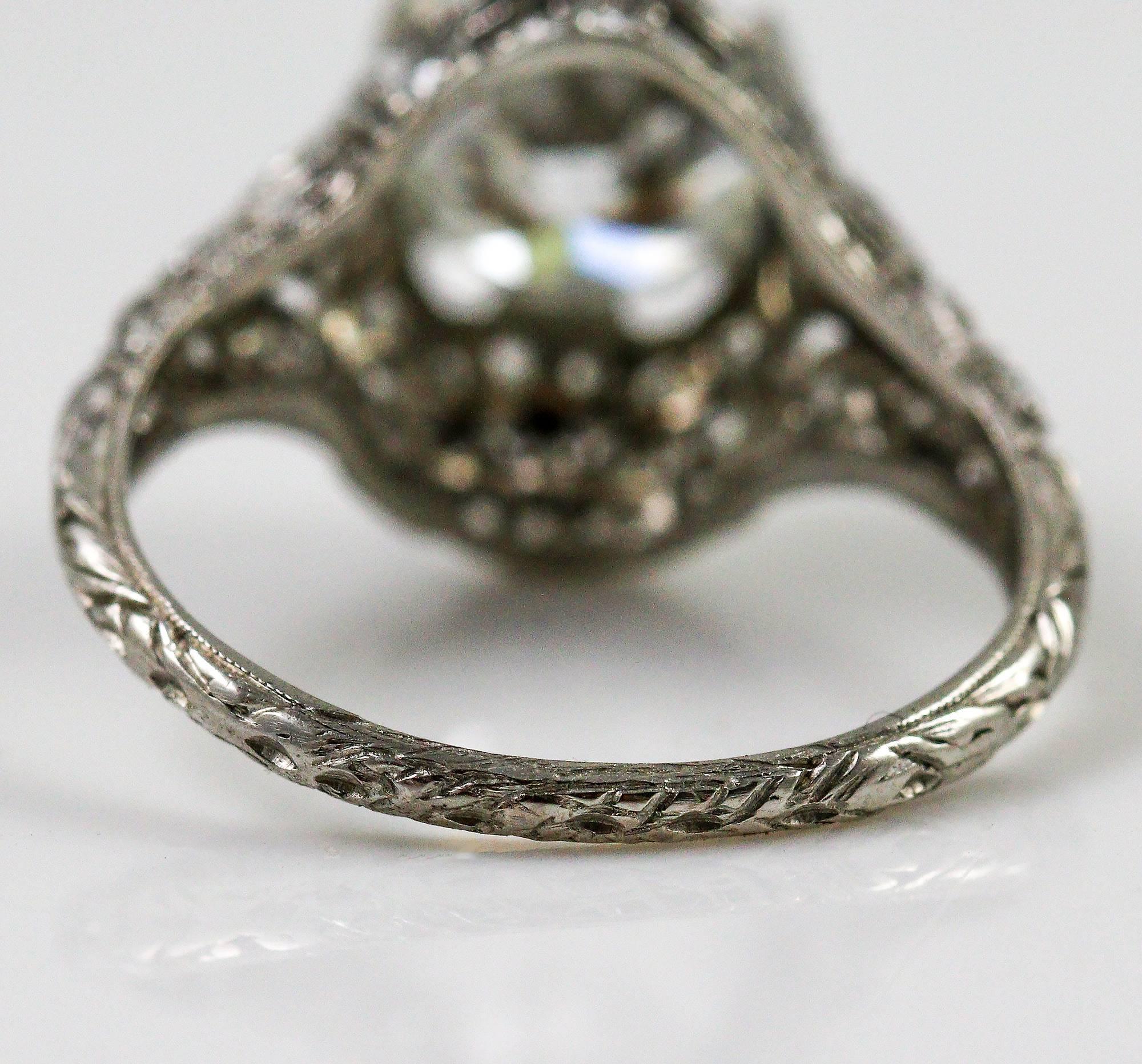 Edwardian GIA Cert 1.87 Carat Diamond Platinum Engagement Ring In Excellent Condition In Birmingham, AL