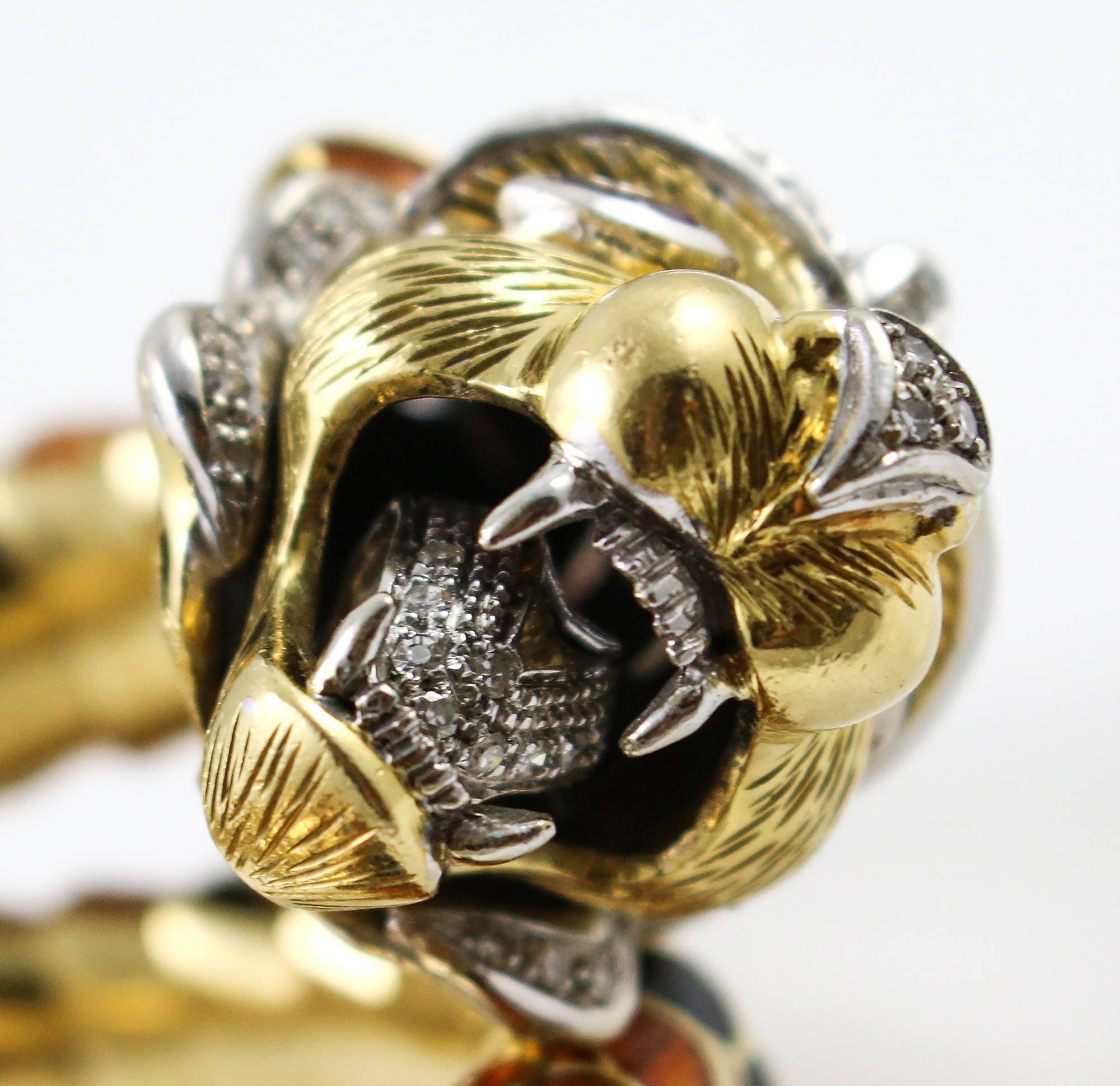 Enamel Diamond Gold Dragon Wrap Bracelet with Ruby Eye 1