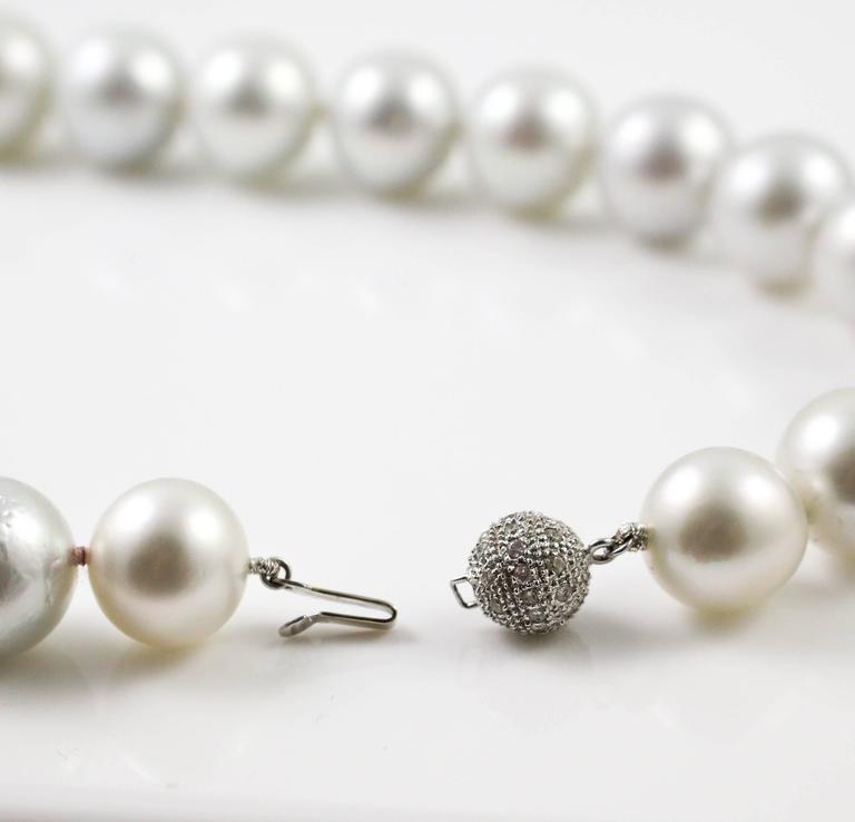Graduated South Sea Pearl Necklace Strand With Diamond Clasp at 1stDibs