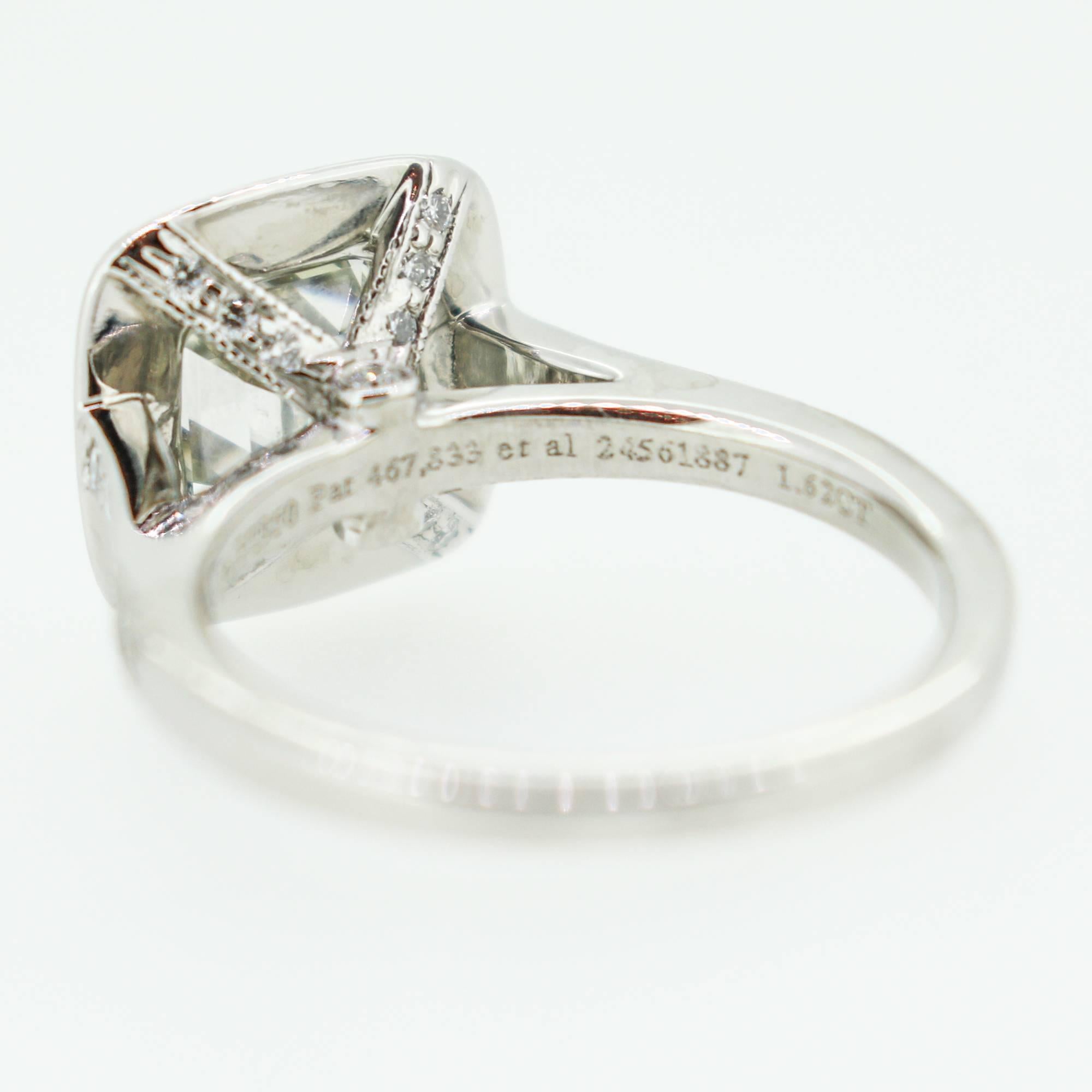 Women's Tiffany & Co. 1.62 Carat Legacy Cushion Cut Platinum Halo-Style Engagement Ring