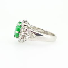 Grade "A" Non-Dyed Jadeite Diamond Gold Saddle Ring