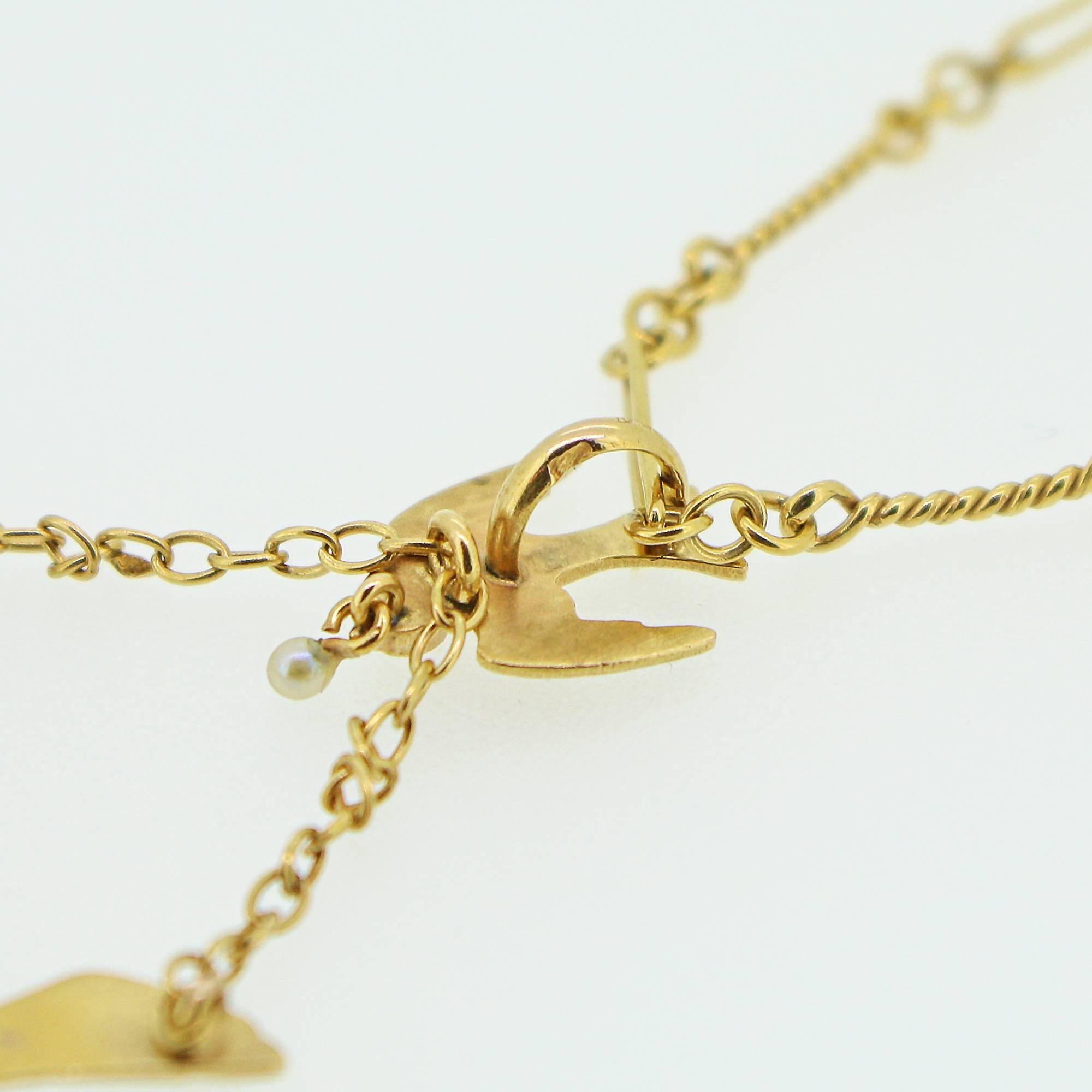 Art Nouveau Gold Swallow Motif Lavalier Style Necklace 2