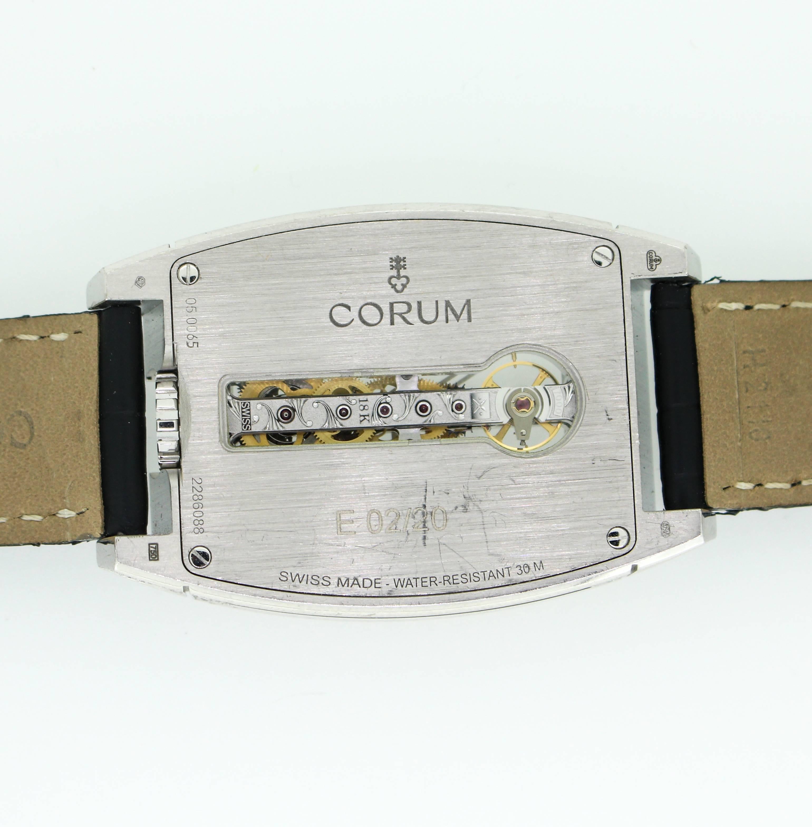 Corum Gold Bridge 18Kt White Gold Round Step Cut And Baguette Diamond Watch 2