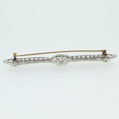 1920s Art Deco Platinum and European Cut Diamond Filigree Brooch