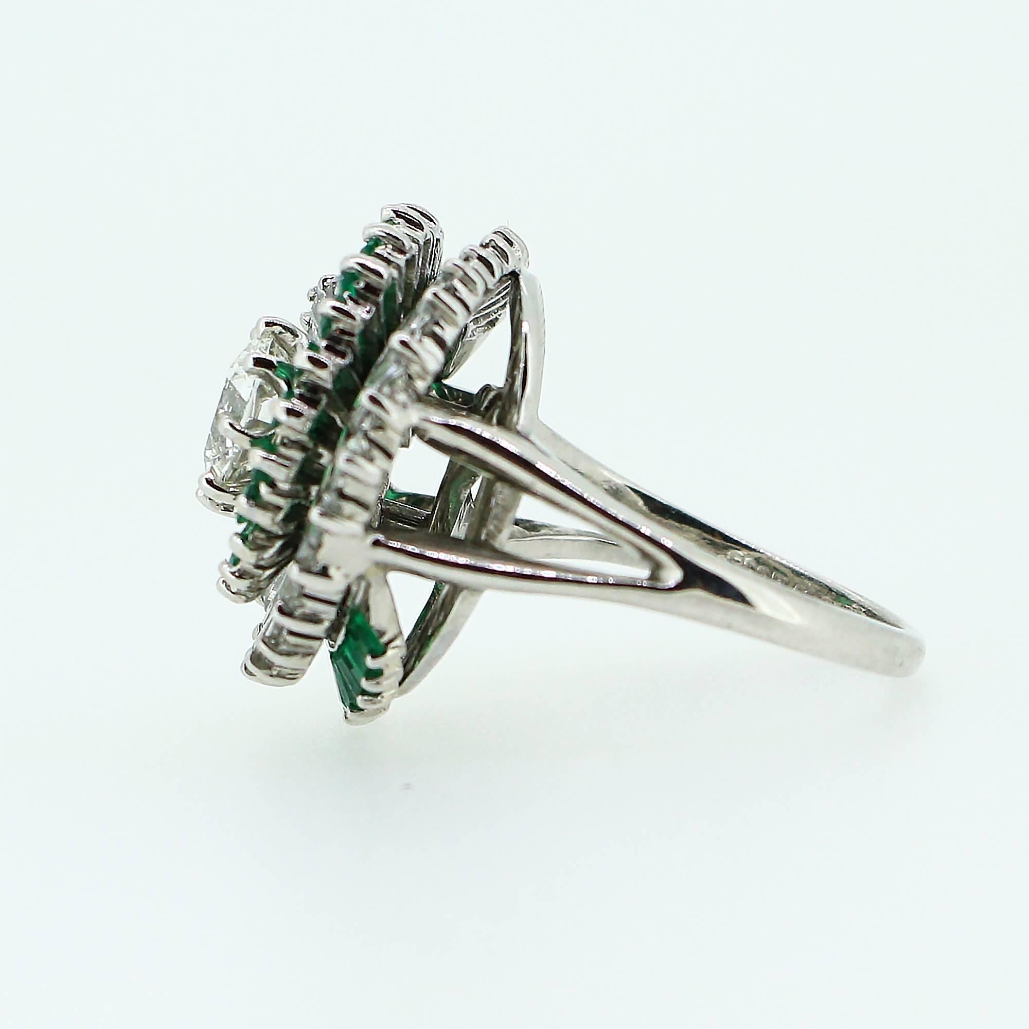 Retro 1950s  Emerald  Diamond Spiral Motif Ring
