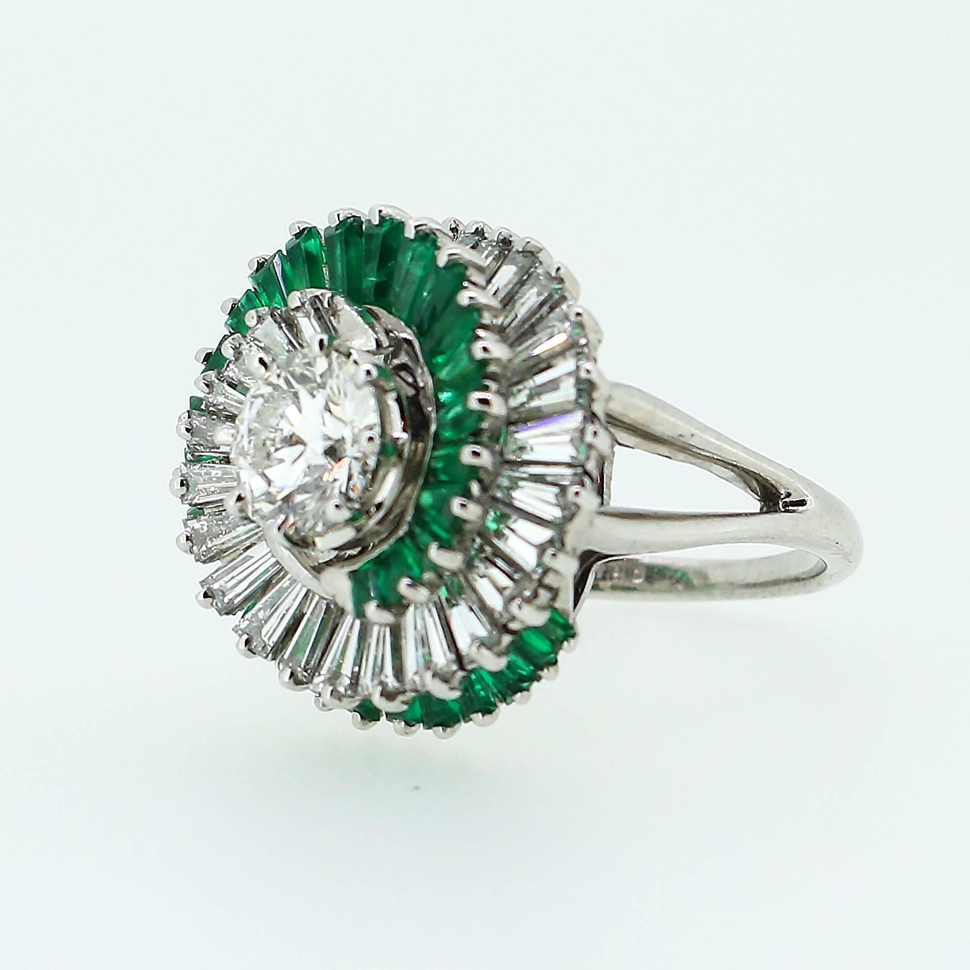 1950s  Emerald  Diamond Spiral Motif Ring 1