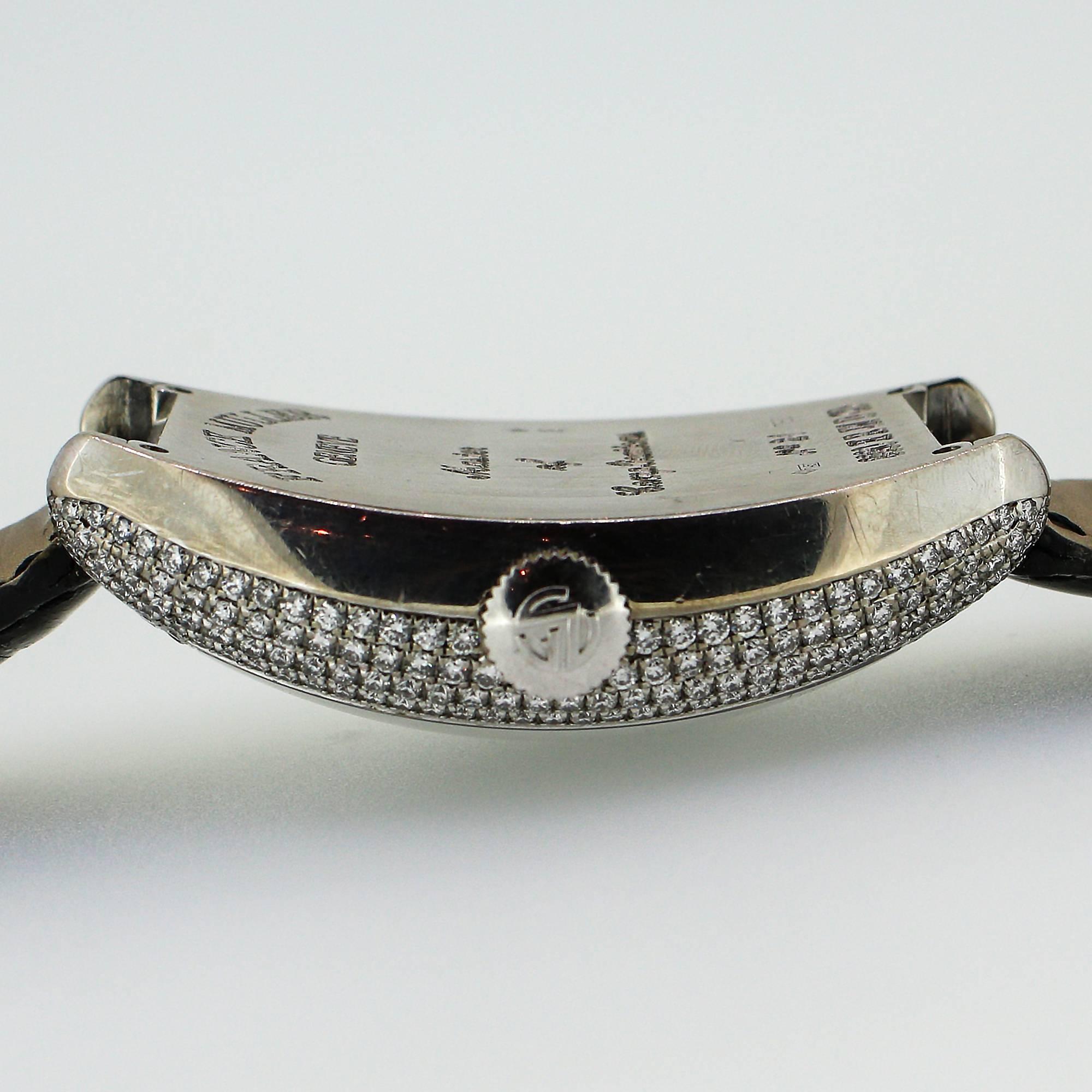 Modern Franck Muller Conquistador 18Kt White Gold Watch With Diamond Face & Bezel