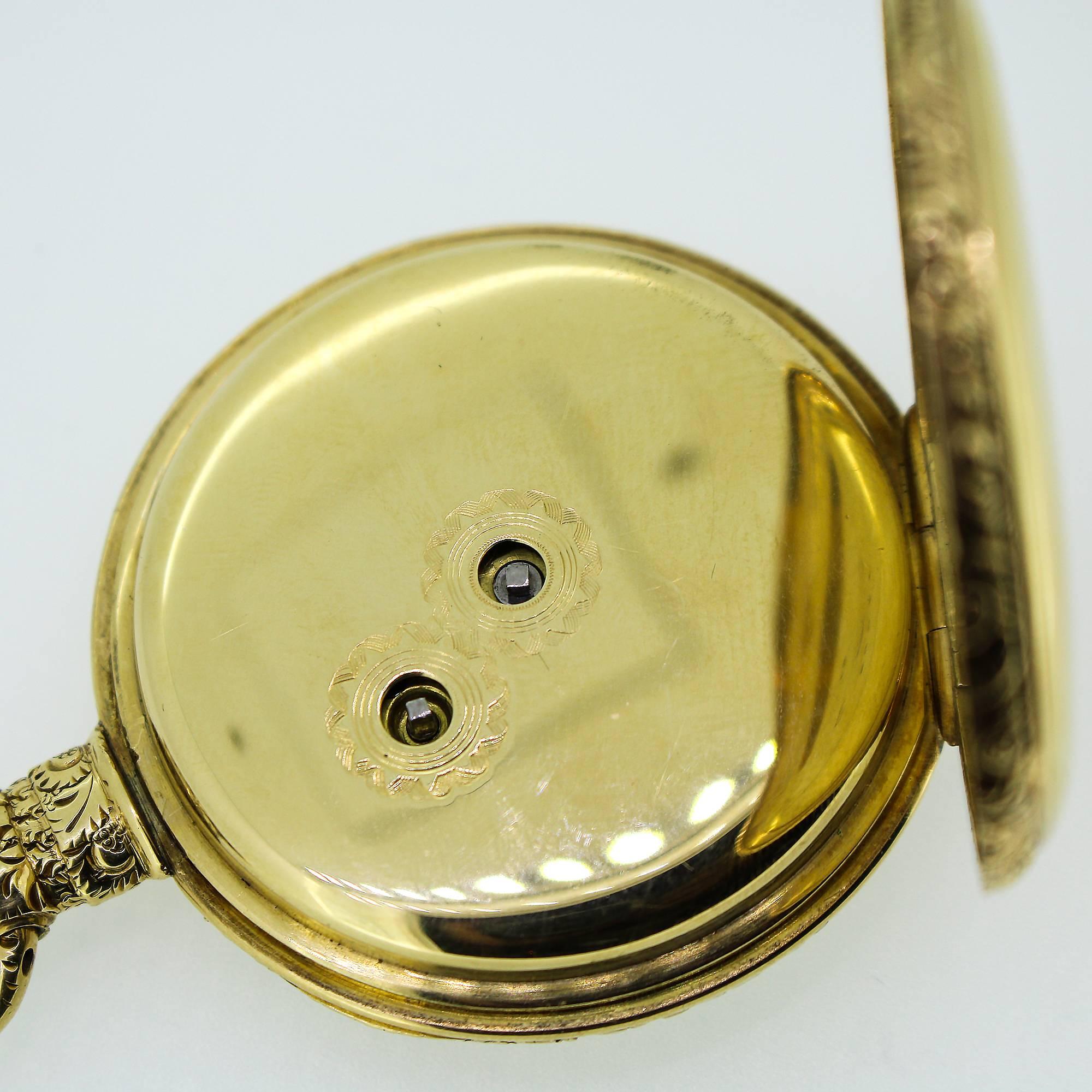 Georgian Pre-1822 MI Tobias and Co 18K Yellow Gold Pocket Watch with Winding Key