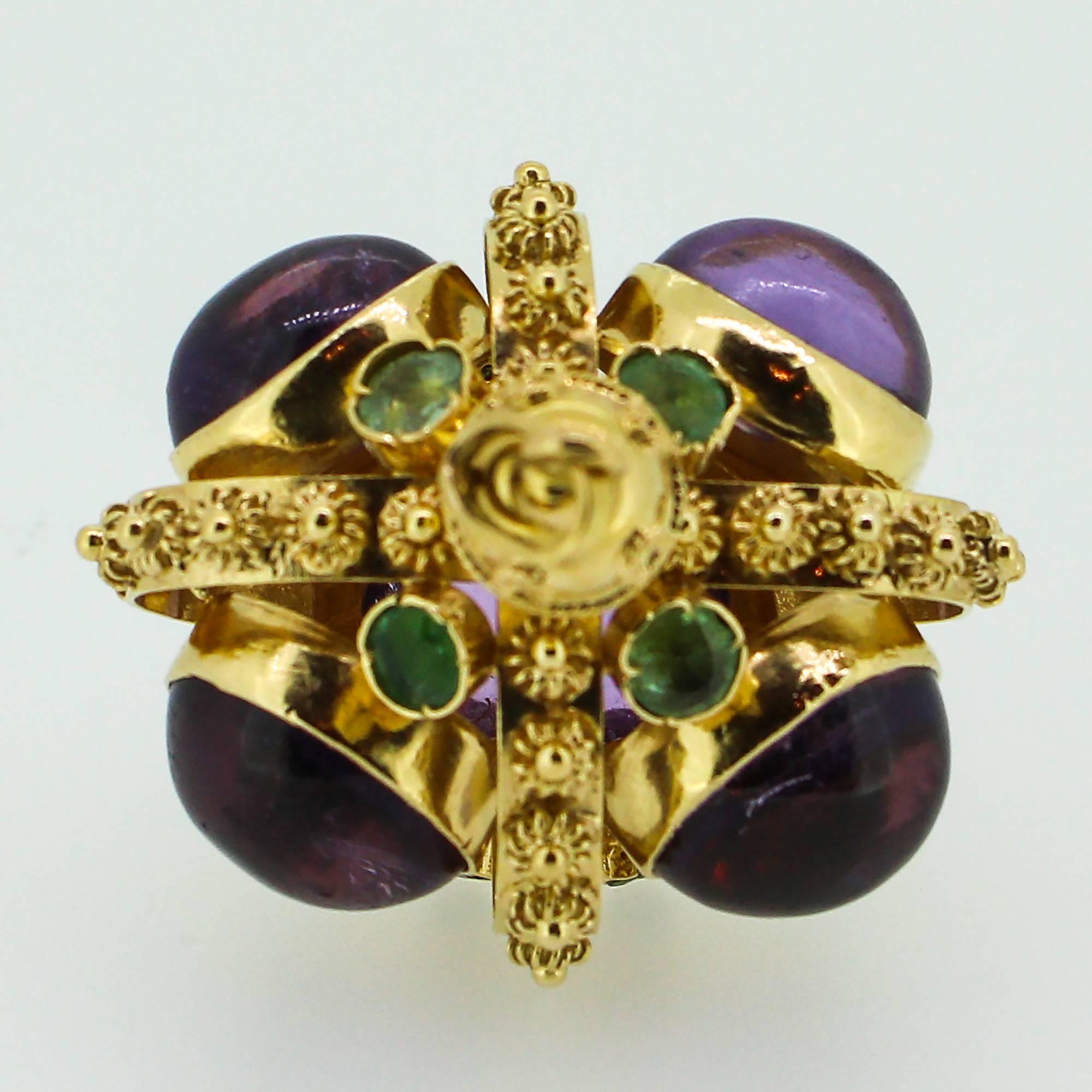 60s-70s Modernist Amethyst and Emerald Watch Fob/Pendant 1