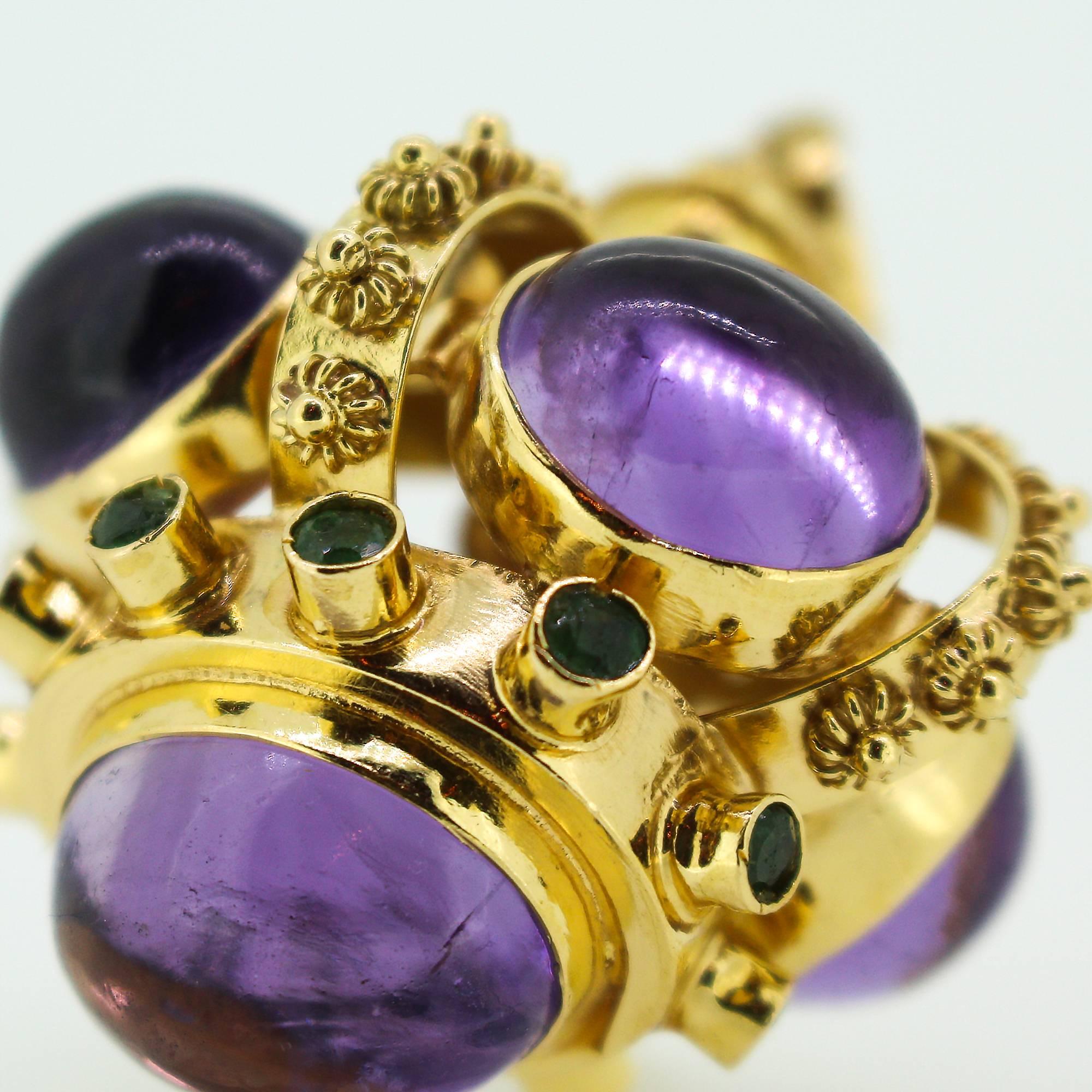 60s-70s Modernist Amethyst and Emerald Watch Fob/Pendant 4