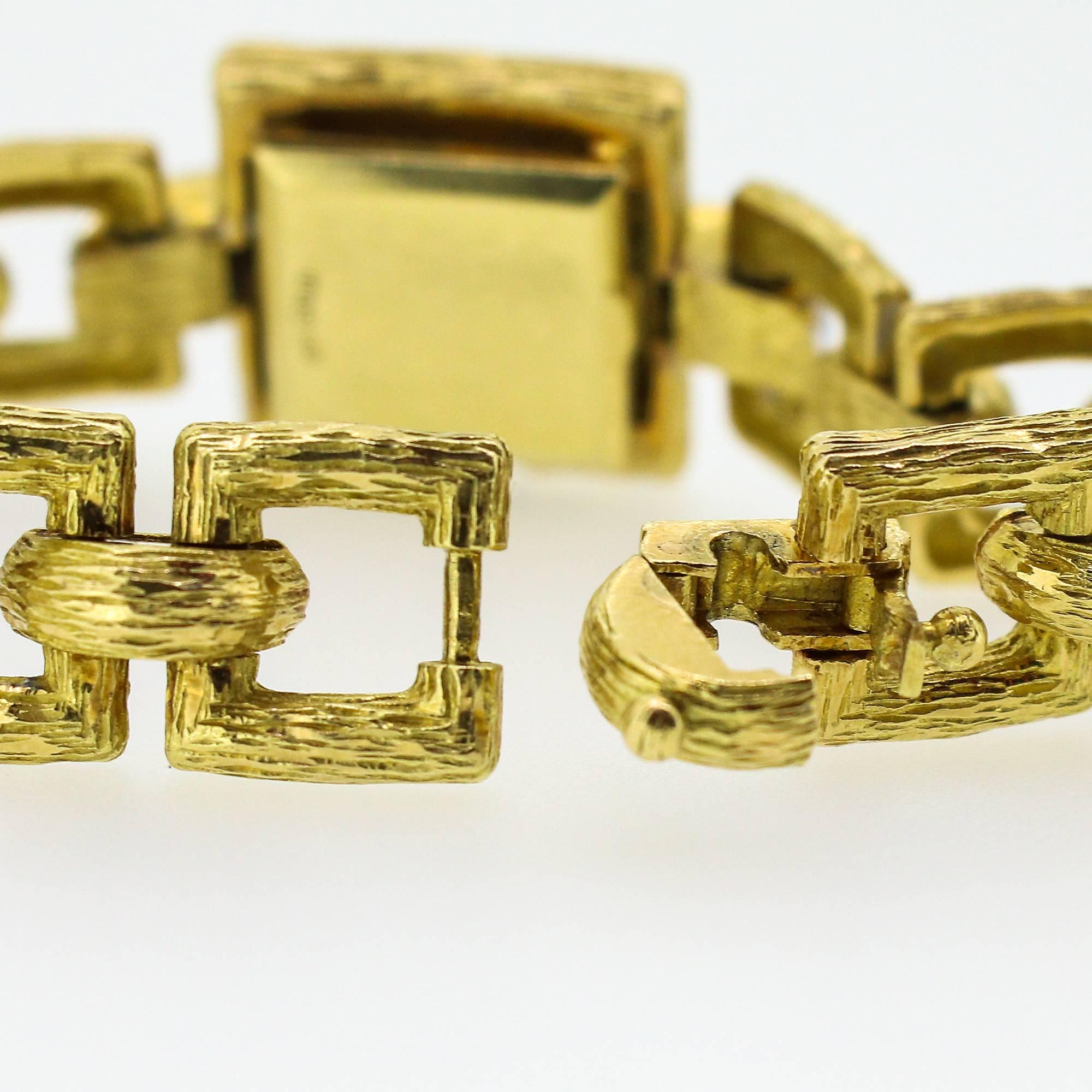 modernistische Mido-Uhr aus 18k Gelbgold und Diamanten aus den 60er und 70er Jahren Damen