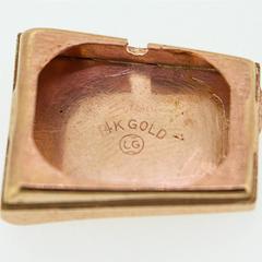 1940s Retro 14K Rose Gold Ruby and Diamond Flip Top Wrist Watch