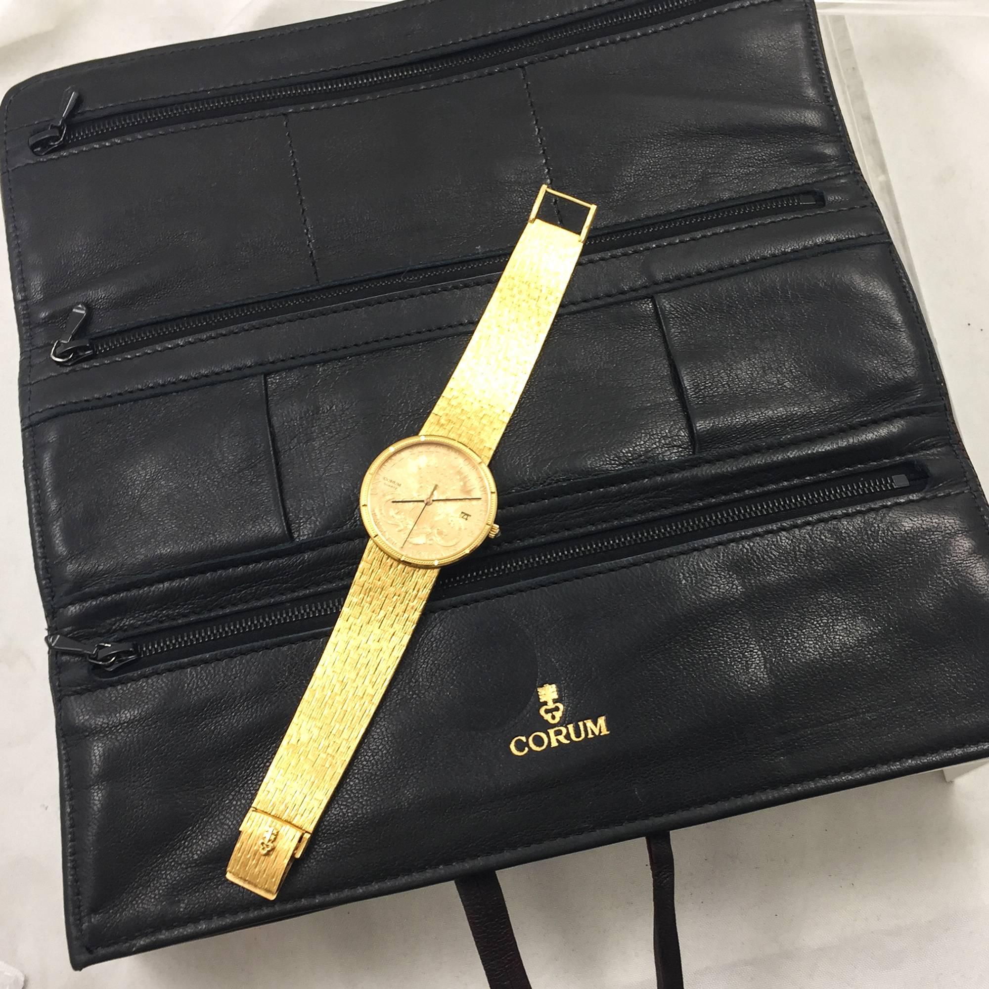 Corum $20 Gold US Liberty Coin 18K Yellow Gold Men's Quartz Watch In Excellent Condition In Birmingham, AL