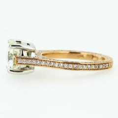 AGS Certified 3.35 Carat Round Diamond Gold Ring