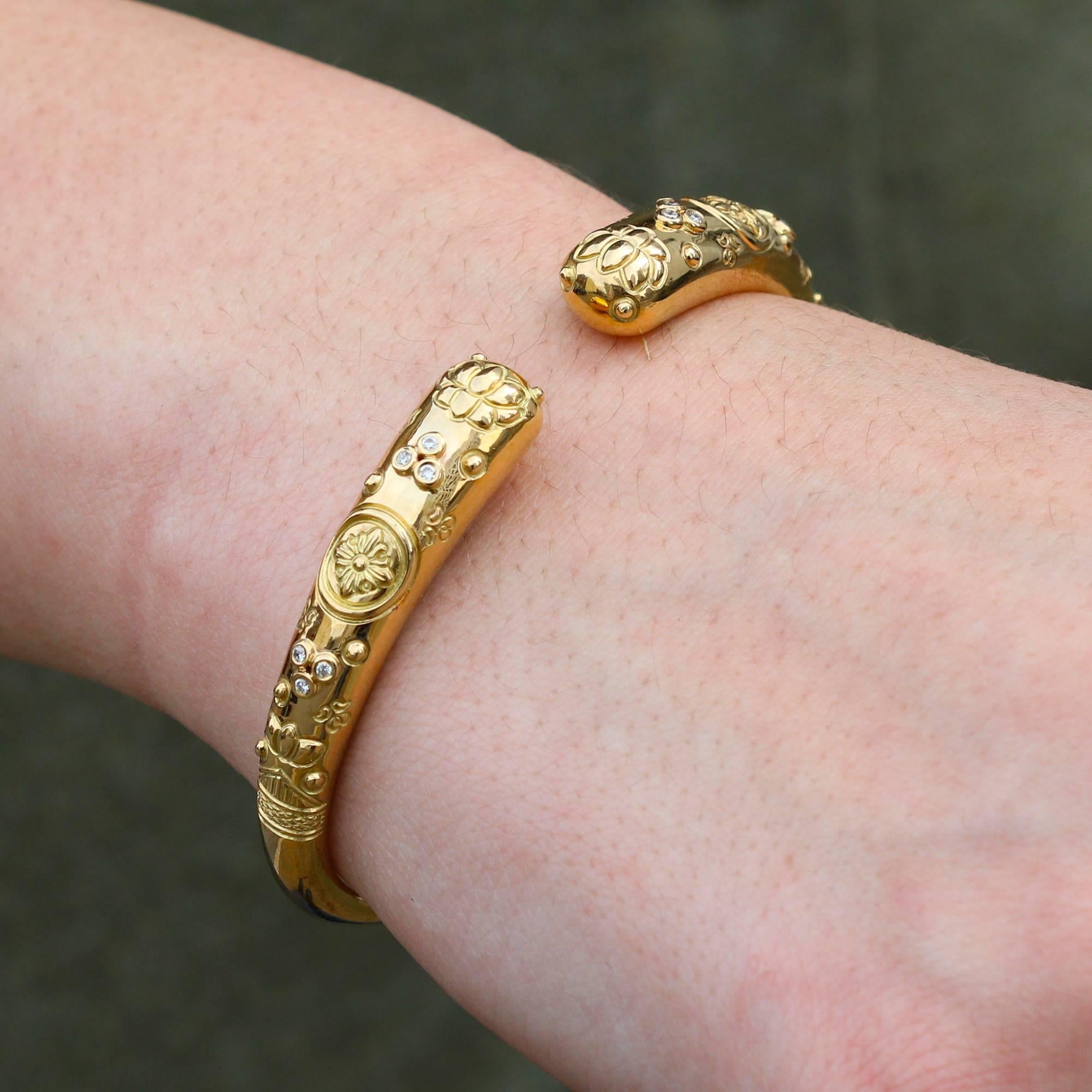 Women's or Men's Temple St. Clair Diamonds Gold Nomad Bella Bangle Bracelet