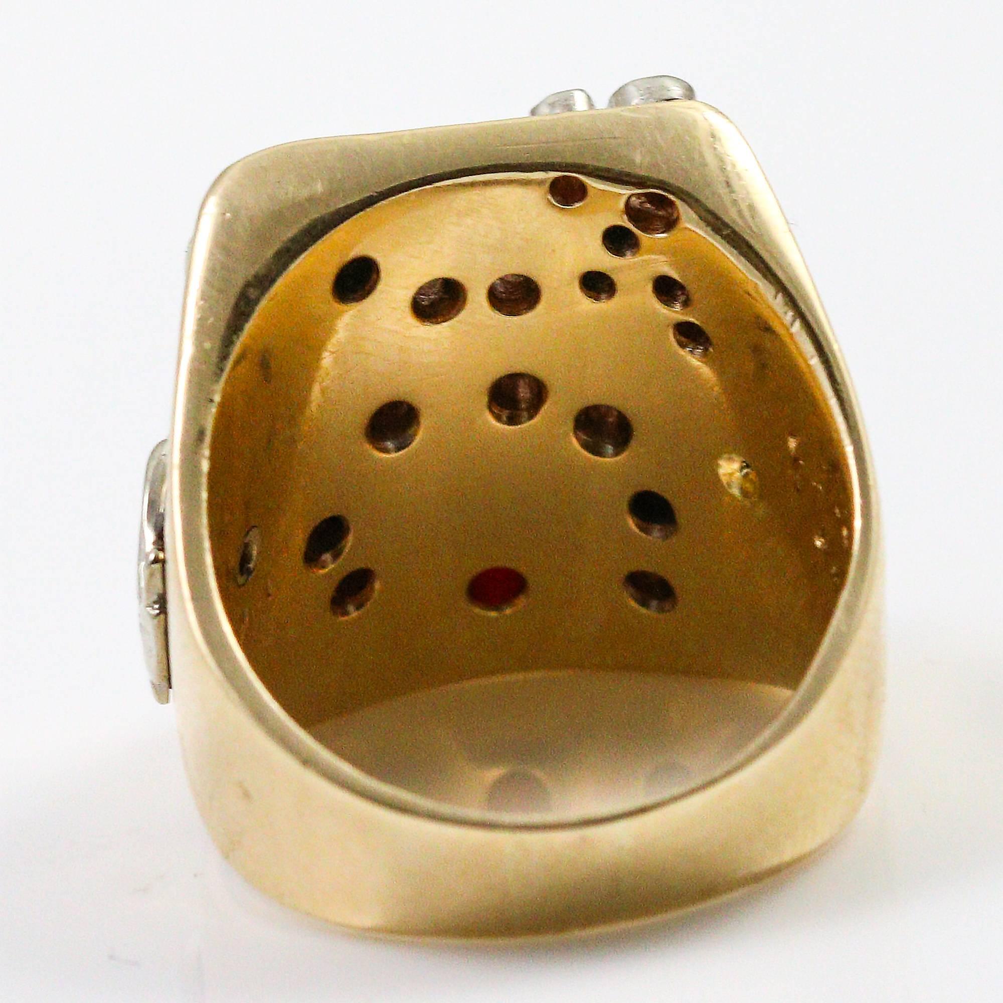 Men's Diamond Ruby Gold and Masonic Shriner's Past Potentate Ring