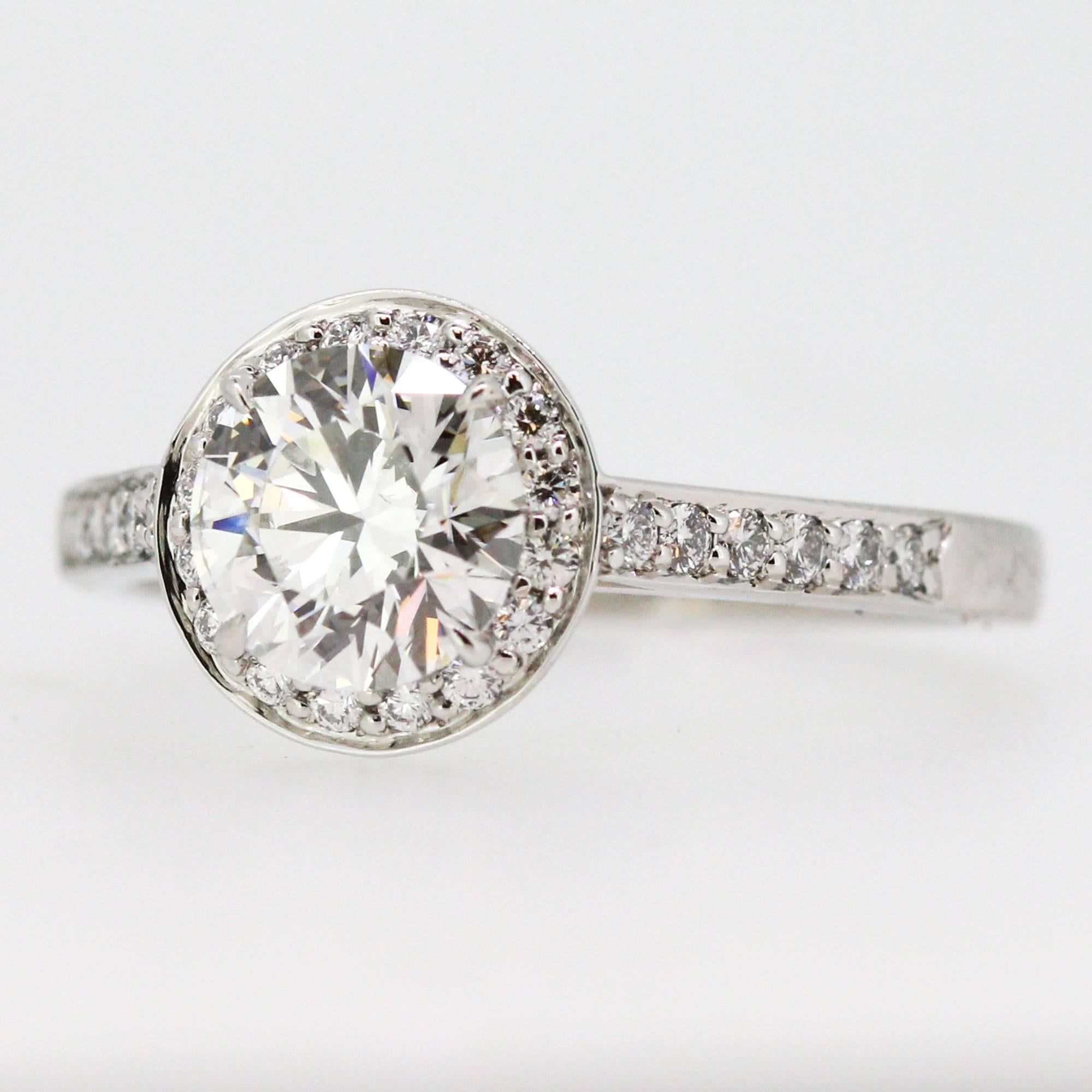 Tiffany & Co 1.25 carat Round Diamond Halo Style Ring In Excellent Condition In Birmingham, AL