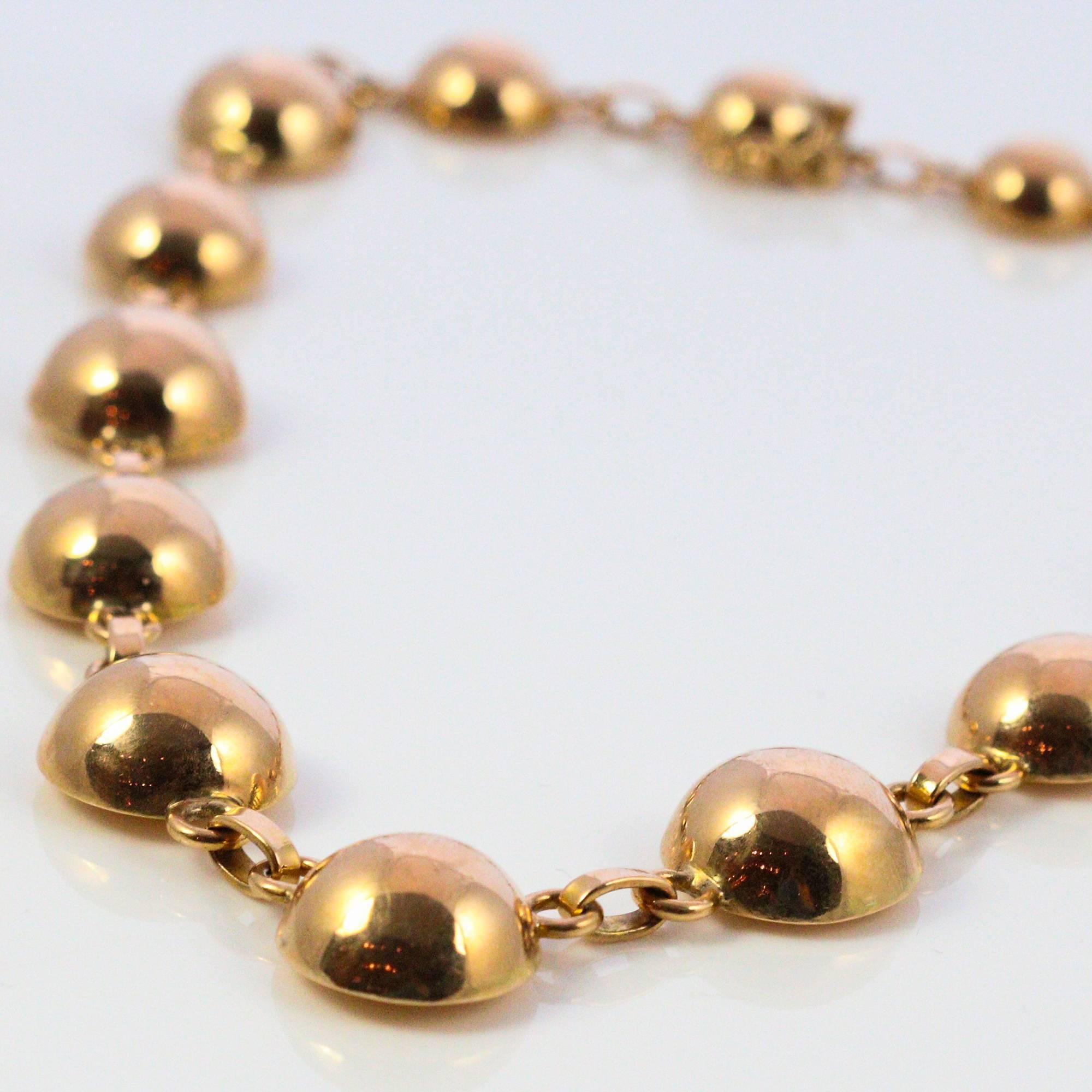 Retro Rose Gold Button Ball Style Necklace In Excellent Condition In Birmingham, AL