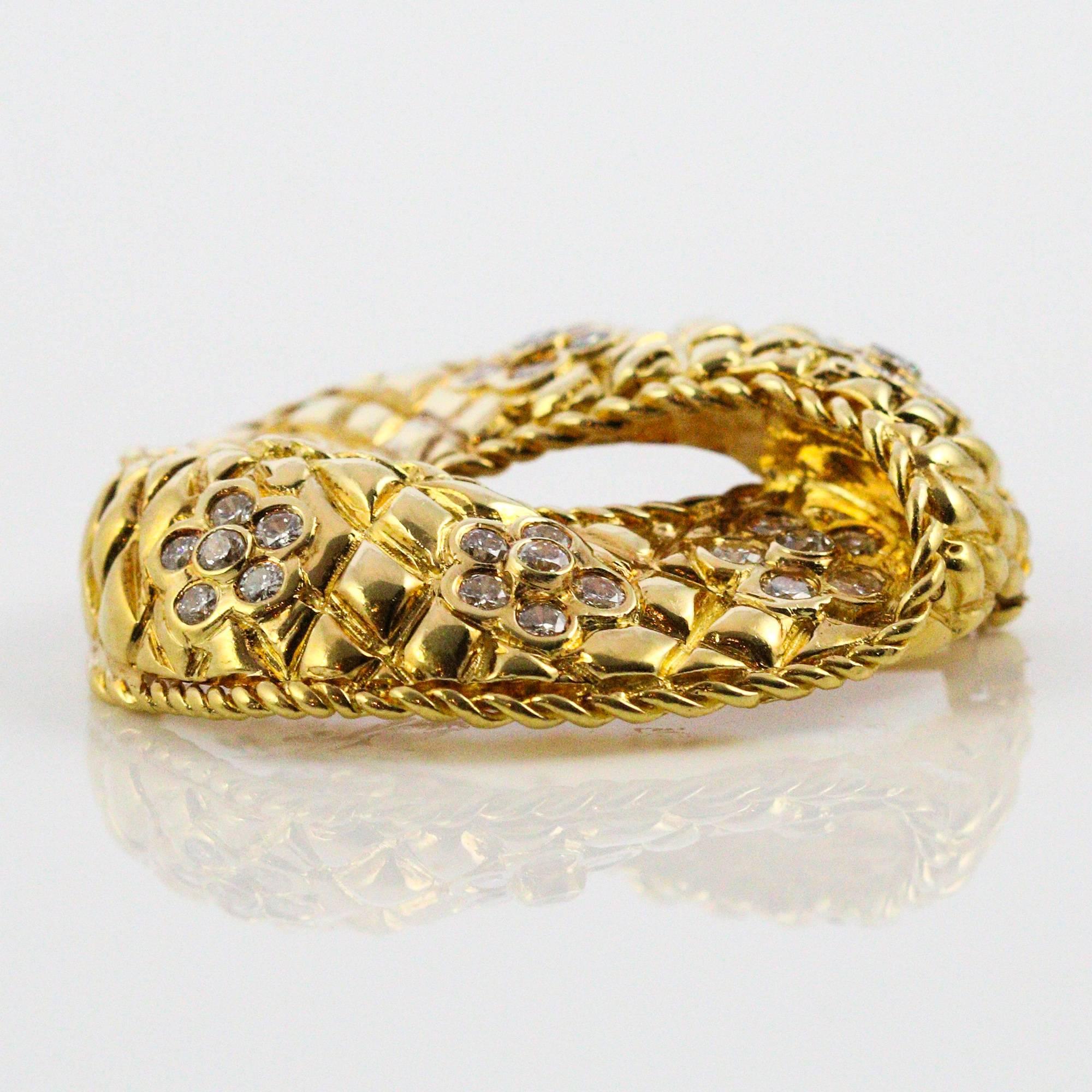 Women's or Men's Modernist Diamond Yellow Gold Brooch