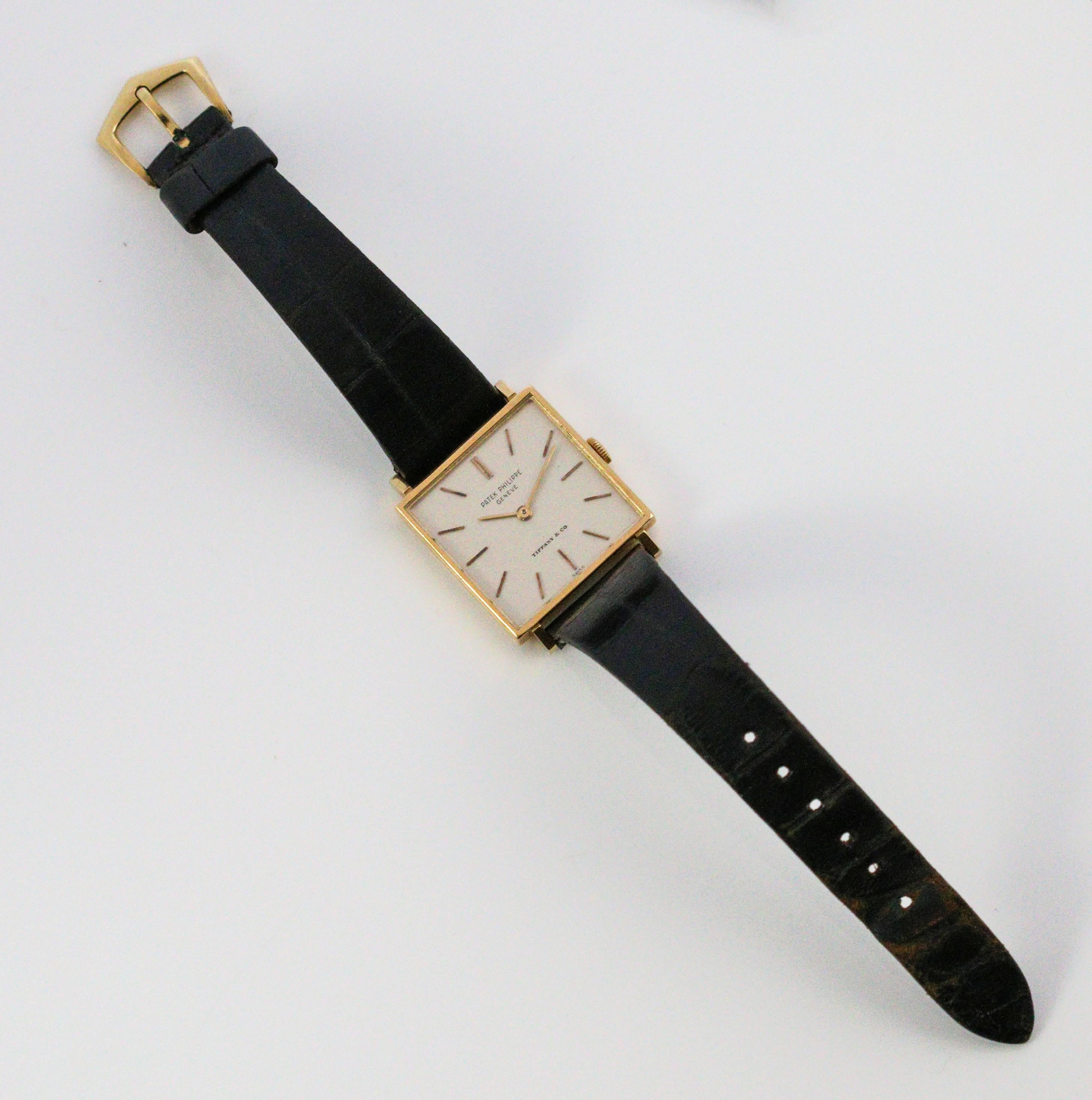 Patek Philippe Tiffany & Co. Yellow Gold Square Face Freccero Manual Wristwatch 2