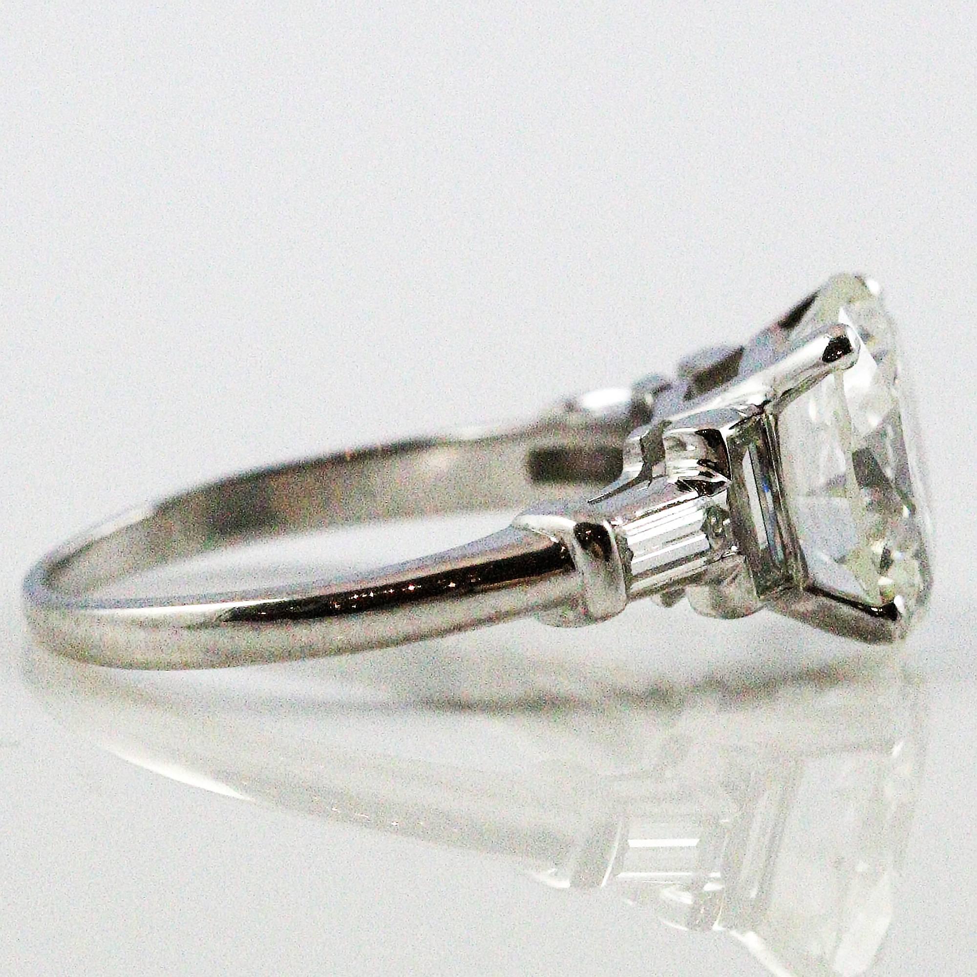 Baguette Cut 3.69 Carat Transitional Cut Diamond Ring