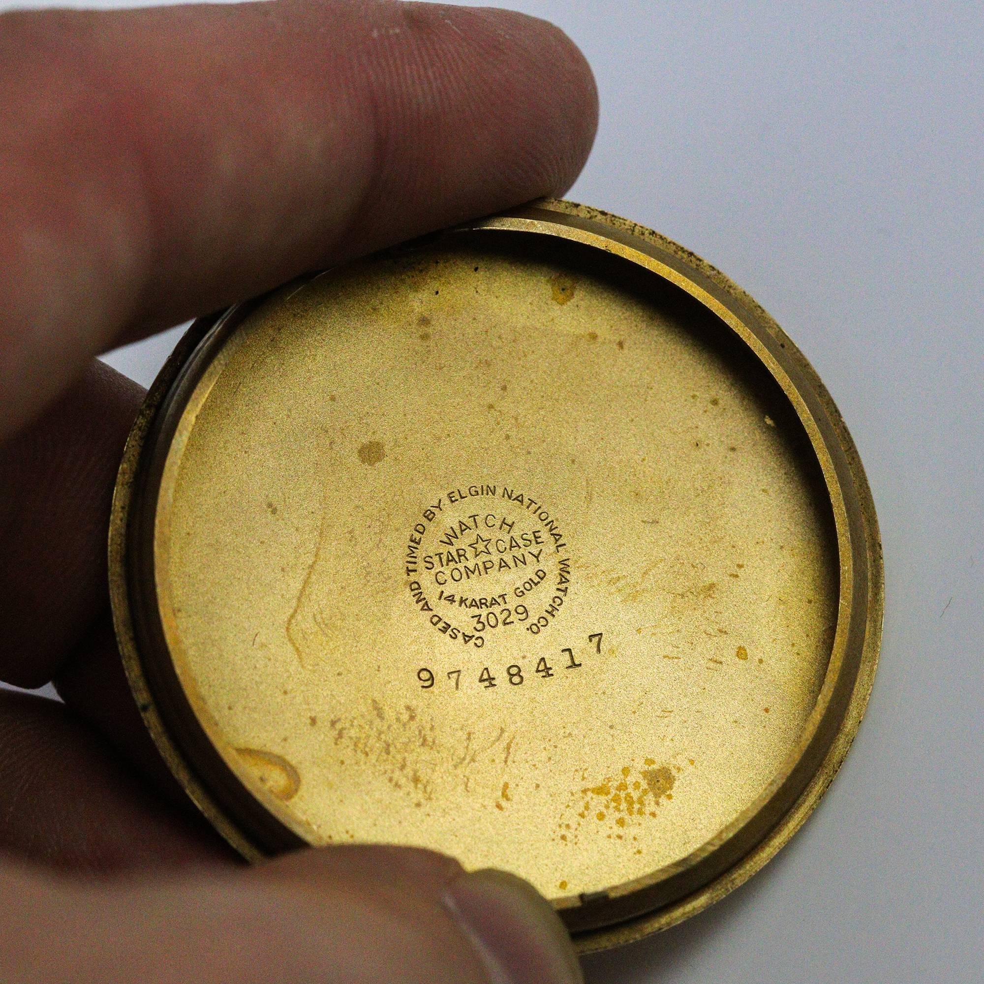 1948 Yellow Gold Lord Elgin Pocket Watch Presented by Monsanto In Excellent Condition In Birmingham, AL