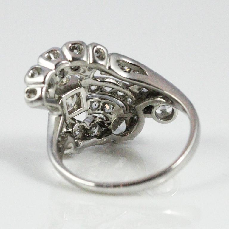 1950s Retro Platinum and Diamond Ring For Sale at 1stdibs