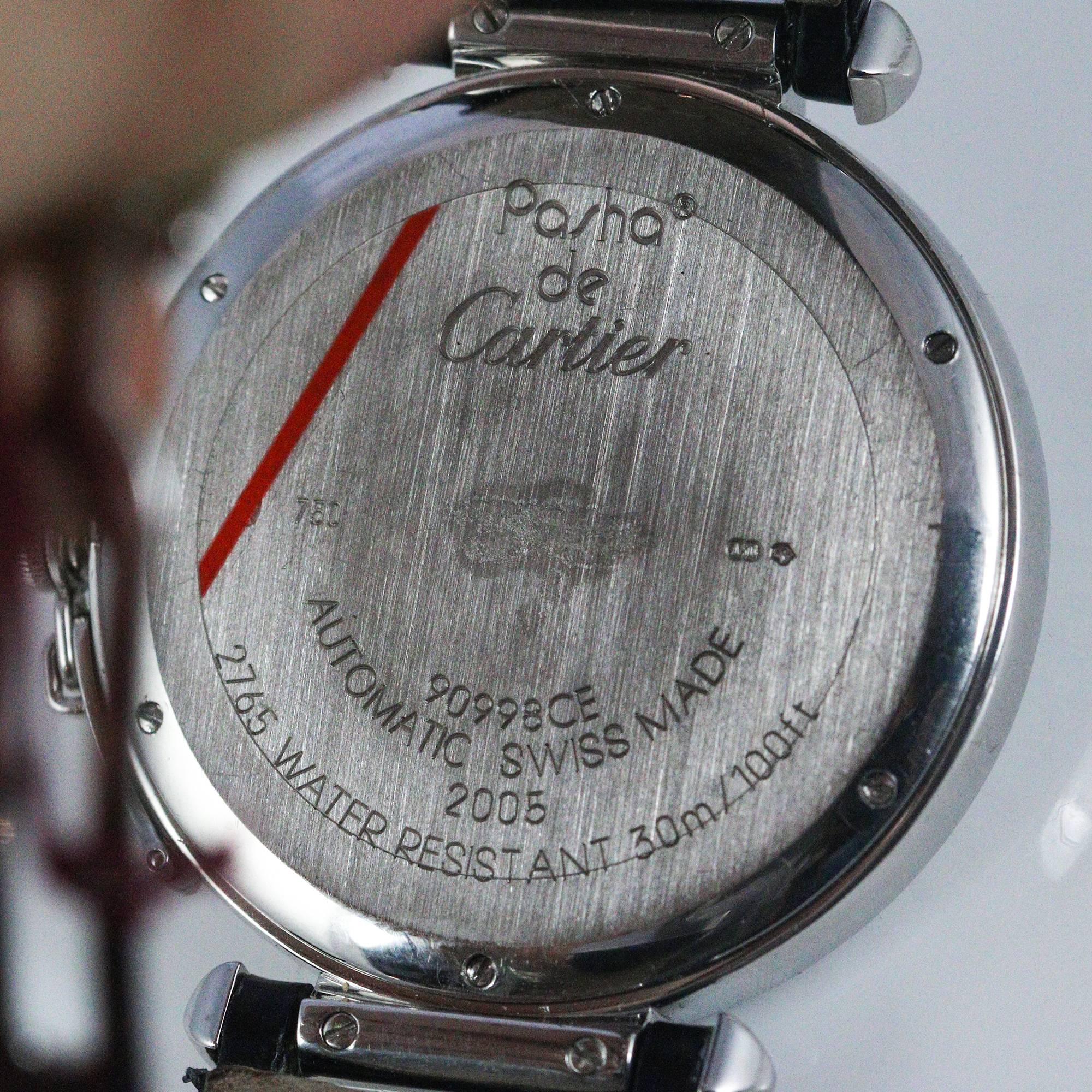 Cartier White Gold Pasha Factory Diamond Bezel and Crown Wristwatch 4