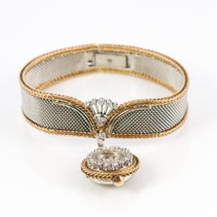 Movado White and Yellow Gold Diamond Dangling Wristwatch, circa 1960s