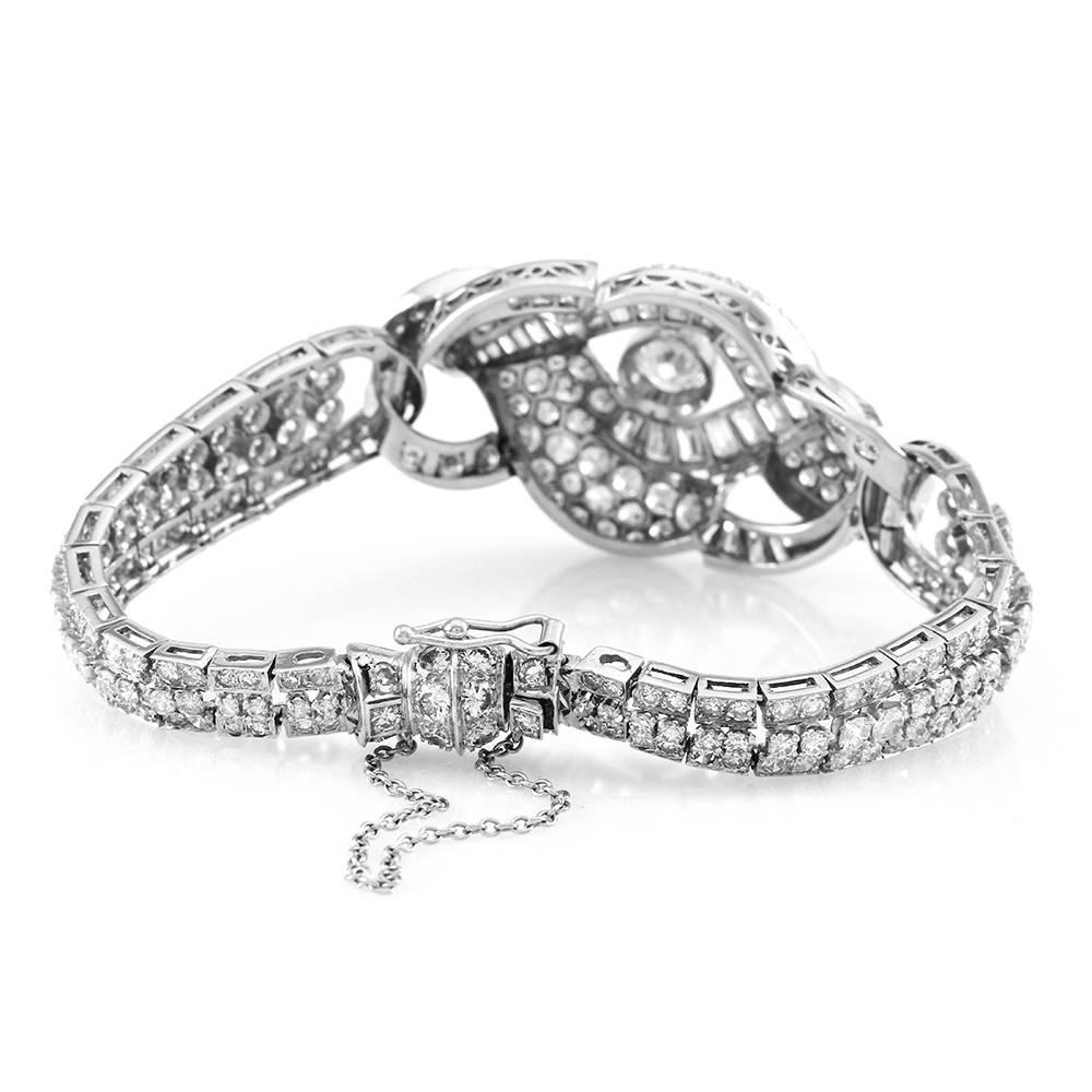 Women's Mid Century Multi Cut Diamond Platinum Bracelet  For Sale