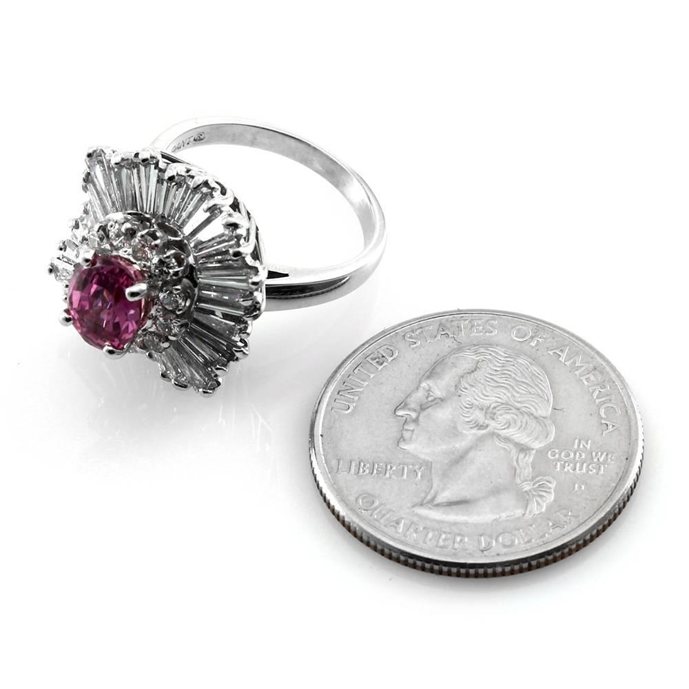 Ring-Dant Pink Sapphire & Diamond Ballerina Ring/ Pendant in Platinum In Excellent Condition For Sale In Scottsdale, AZ