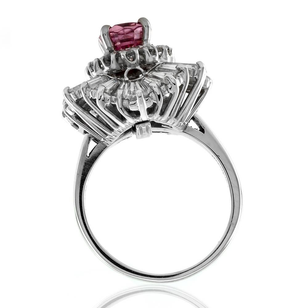 Ring-Dant Pink Sapphire & Diamond Ballerina Ring/ Pendant in Platinum For Sale 2
